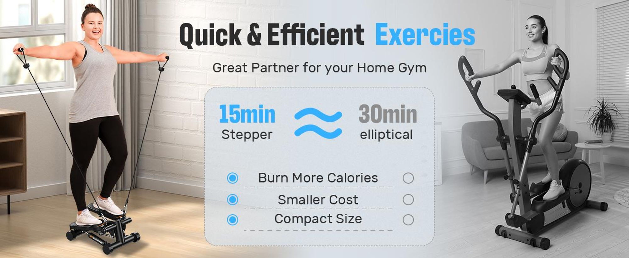 Sportsroyals Exercise Stair Stepper für Zuhause – Up-Down Swing Stepper mit Power Ropes für Bein/Arm/Butt Training, Home Office Fitness Exercise