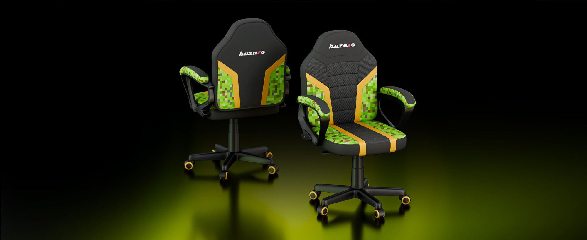 Huzaro Schreibtischstuhl Kinder Ranger 1.0 Gaming Stuhl Racing Sessel Bürostuhl Drehstuhl Gamer bis 130 kg Mesh Pixel