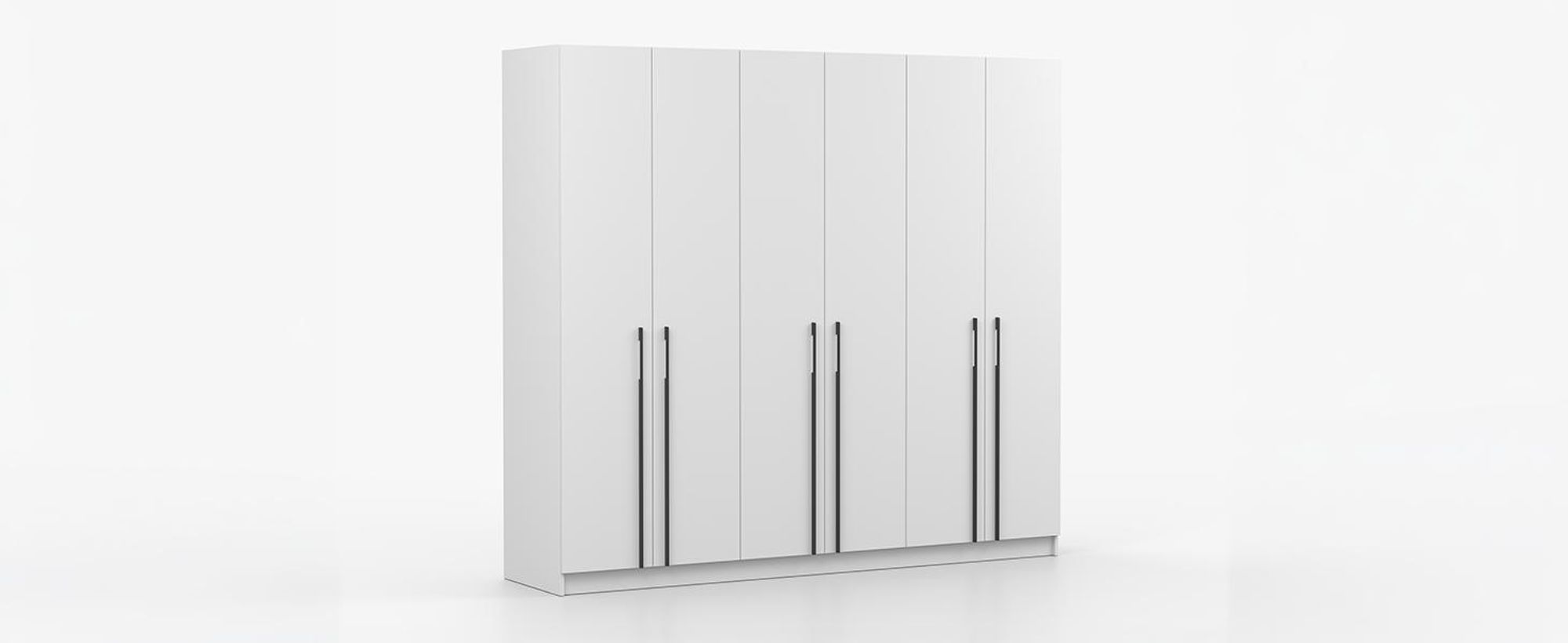 Drehtürenschrank Kleiderschrank Schlafzimmerschrank Schrank 230 cm Weiß/Weiß sechstürig Rosa 03