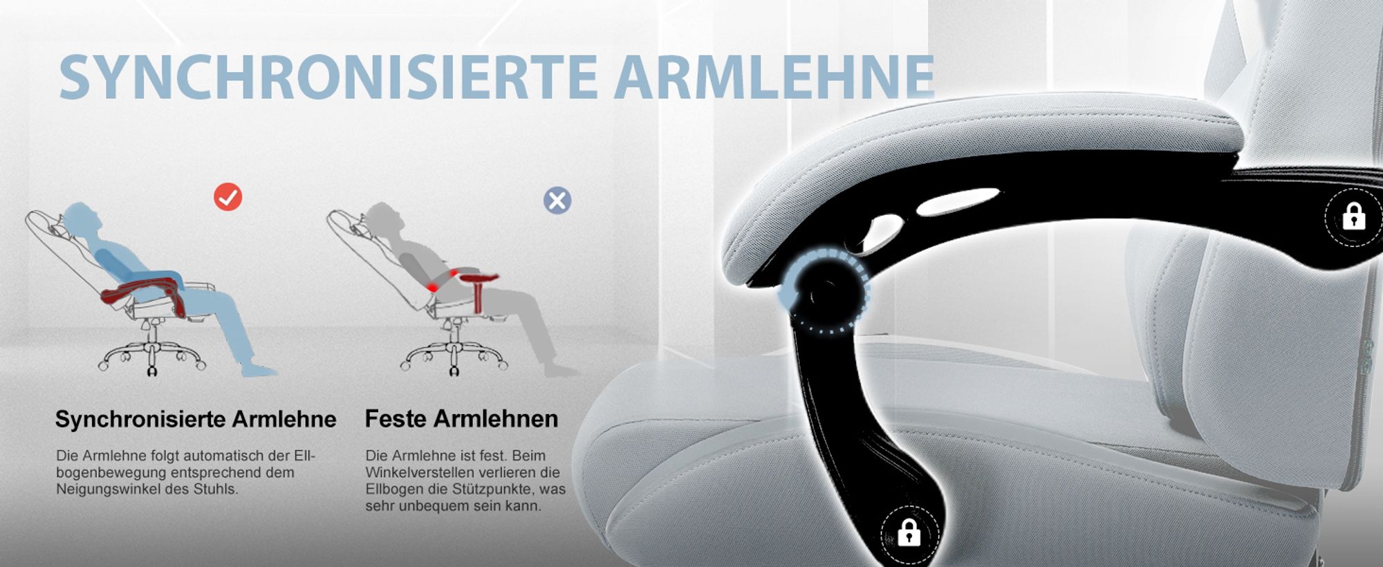 GTPLAYER Gaming Stuhl Ergonomischer Gaming Sessel Schreibtischstuhl mit Stoffoberfläche Atmungsaktiver Bürostuhl Federsitzkissen mit Fußstütze grau