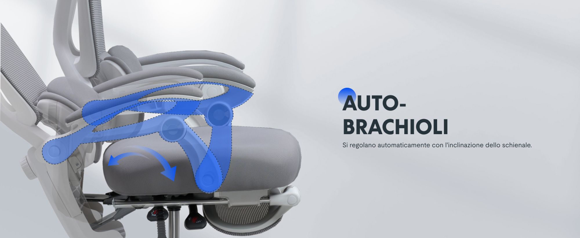 FLEXISPOT: sedia da ufficio ergonomica con poggiatesta 3D, supporto lombare regolabile, funzione reclinabile da 90 a 135°, braccioli collegati, poggiapiedi, portata massima 136 kg, colore grigio