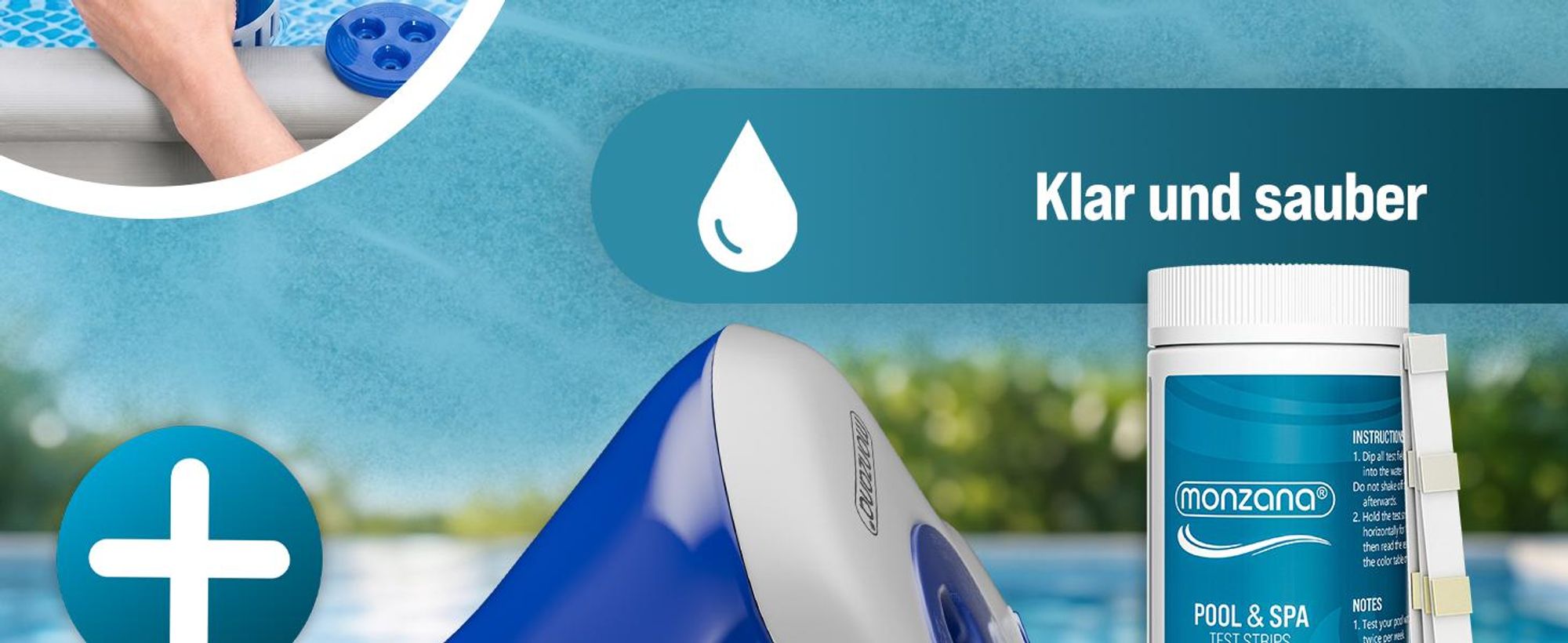 MONZANA Dosierschwimmer Pool für 20-200g Tabletten