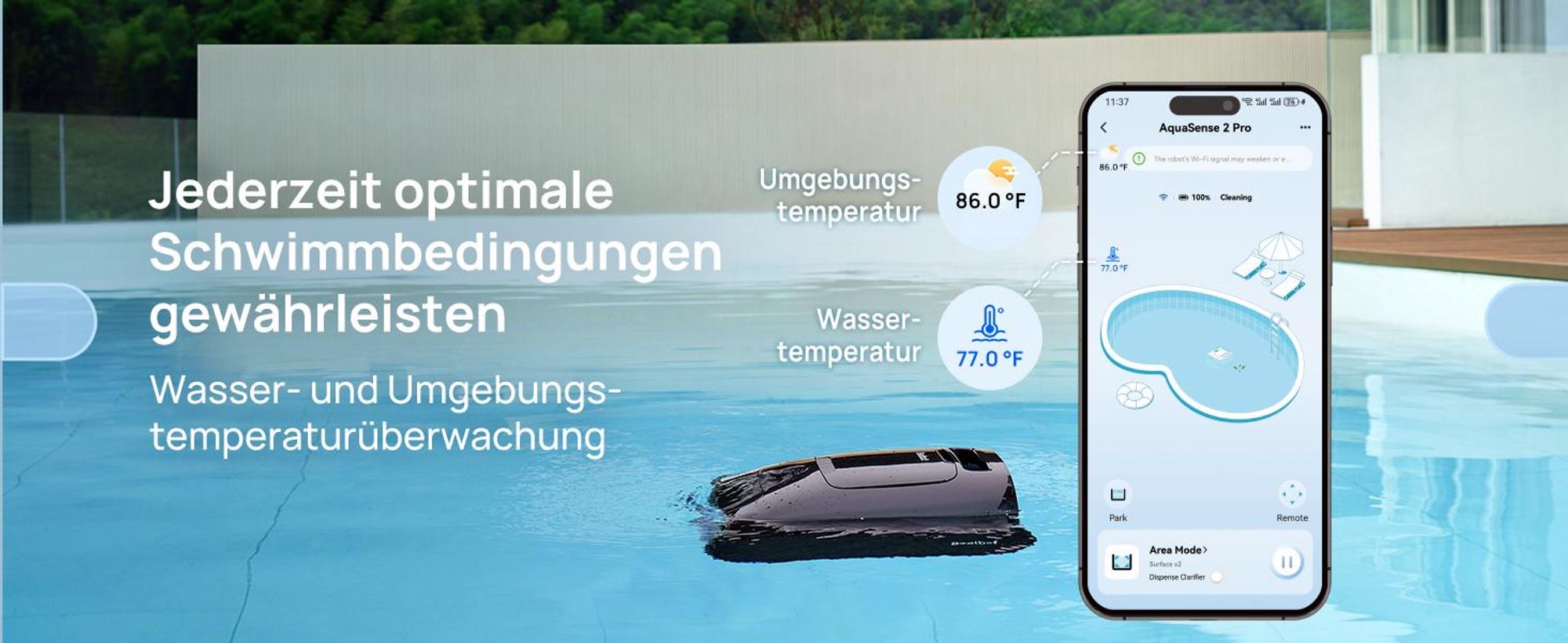 Beatbot Poolroboter AquaSense 2 Pro Kabellos 5 Std Akku Für Pools Bis 15x7m