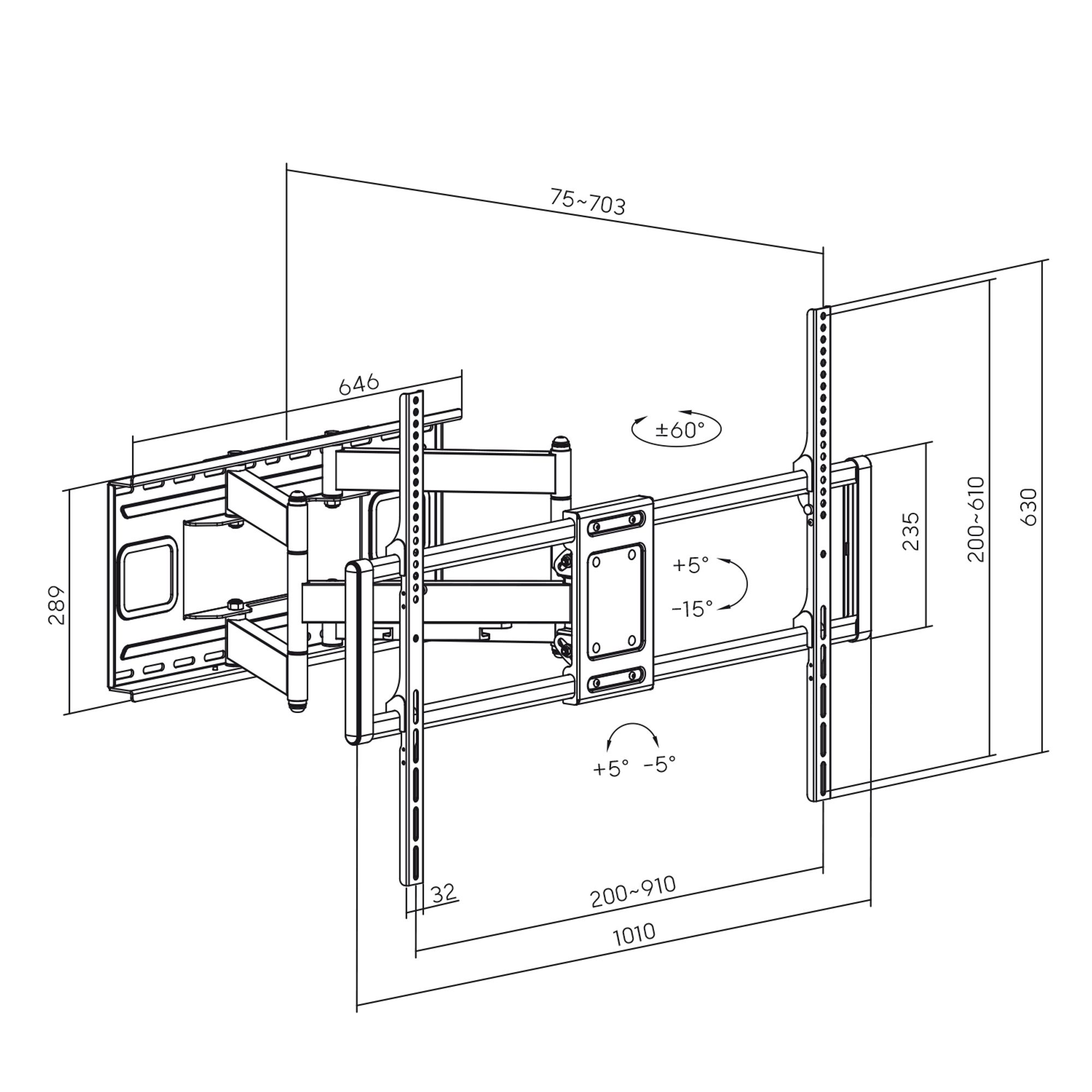 Pivoting TV handle up to 120" Maclean MC-482