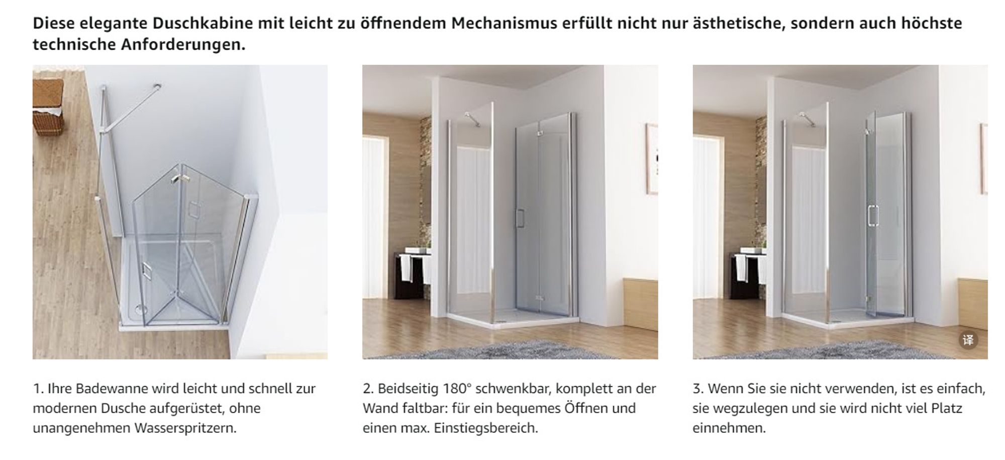 Duschkabine Falttür Eckeinstieg Dusche 180° Schwingtür Duschwand mit Seitenwand NANO ESG 197cm Höhe
