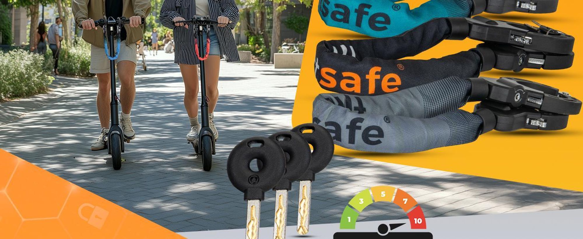 firstsafe® E Scooter Schloss & Handschellenschloss für E Roller – Hochsicherheits-Schloss für E-Scooter | Sicheres Lock, Wasserdicht (schwarz)