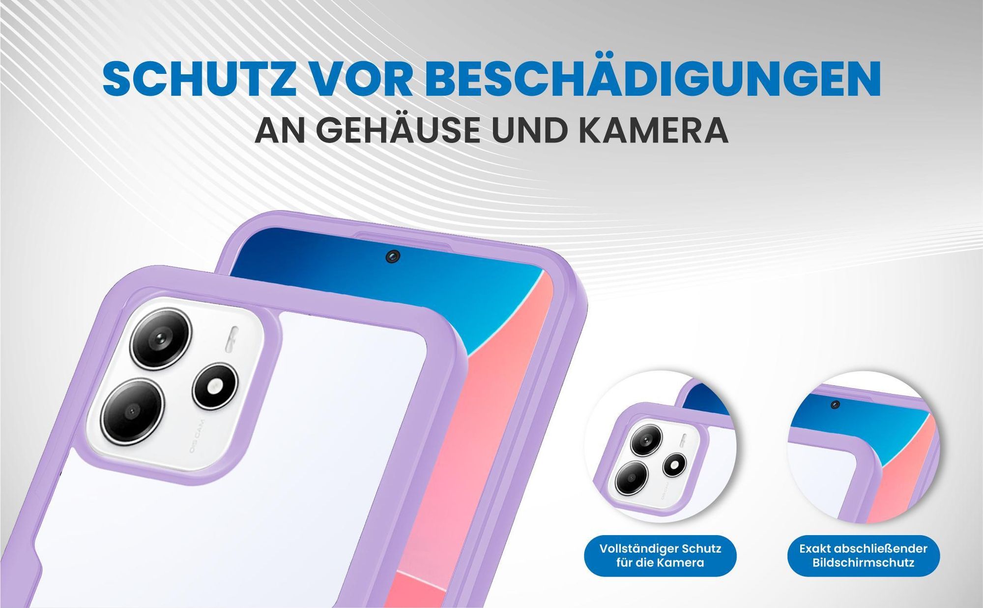 Violette 360 Grad Handyhülle für Xiaomi Redmi Note 14 Front und Backcover