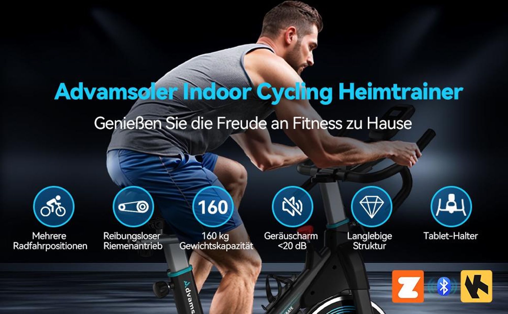 Heimtrainer Fahrrad mit App, Ergometer Hometrainer Fahrrad