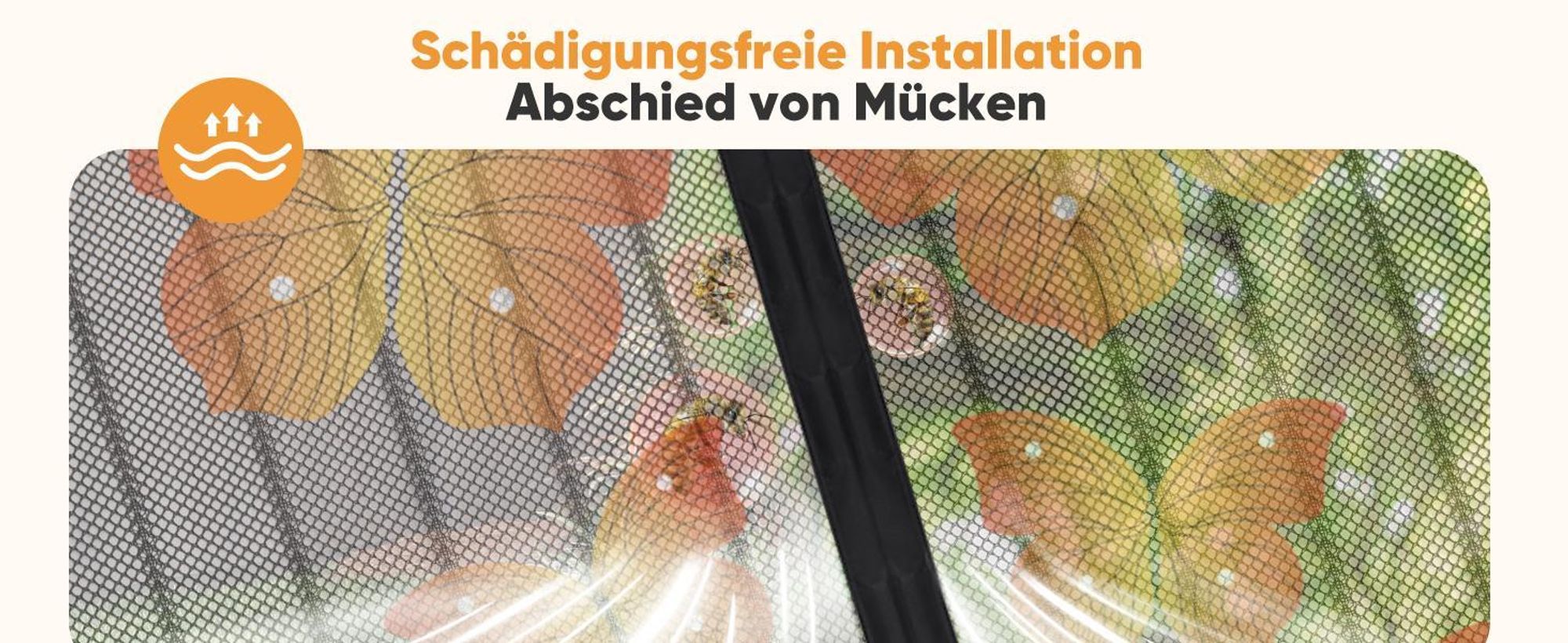 Fliegengitter für Balkontür mit Schmetterlingsmotiv – Magnetisch, Ohne Bohren, Insektenschutz für Balkon, Terrassentür Schwarz 100 x 220 cm