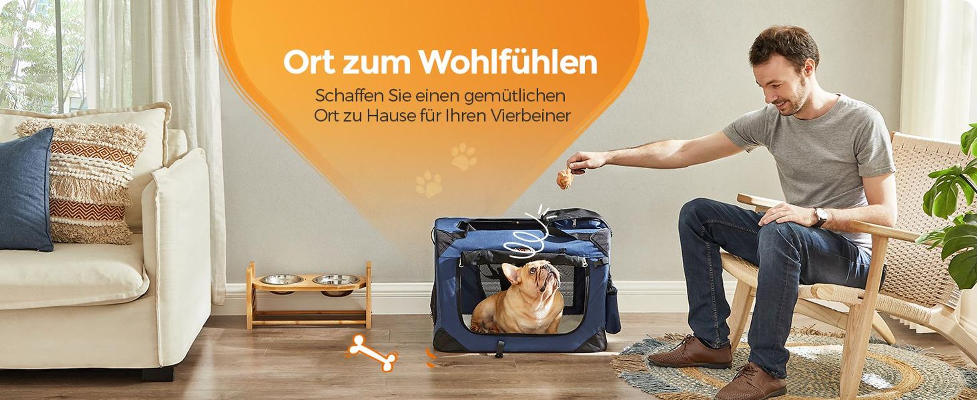 Feandrea S Transportbox faltbar Oxford-Gewebe,Netzstoff,atmungsaktiv,Dunkelblau