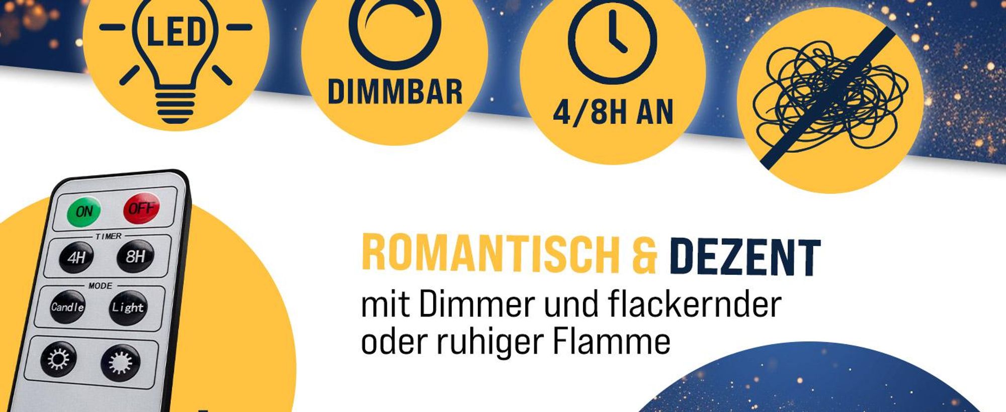 MONZANA® Christbaumkerzen LED Kabellos 30er Set Batterie Timer Fernbedienung Echtwachs Optik Lichterkette Weihnachten Flackernd Warmweiß Tannenbaum