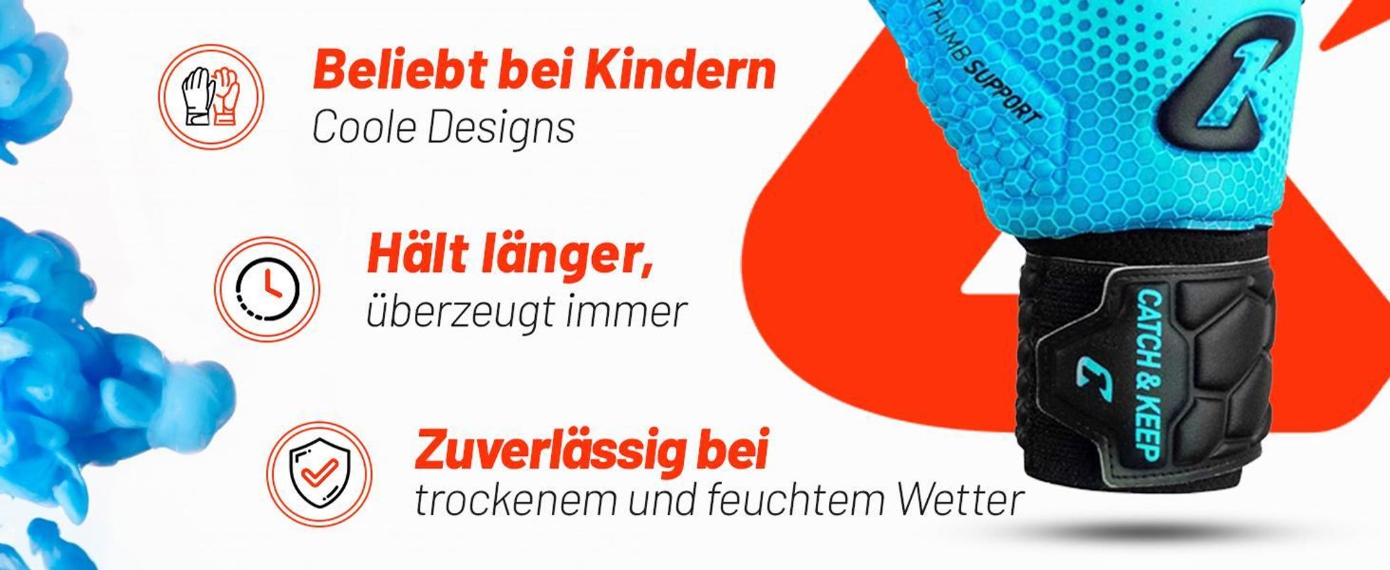 CATCH & KEEP Pro 3.0 torwarthandschuhe kinder - kinder torwarthandschuhe mit Fingerschutz&Griff für festen|torwarthandschuhe junior in Größen 3 bis 7