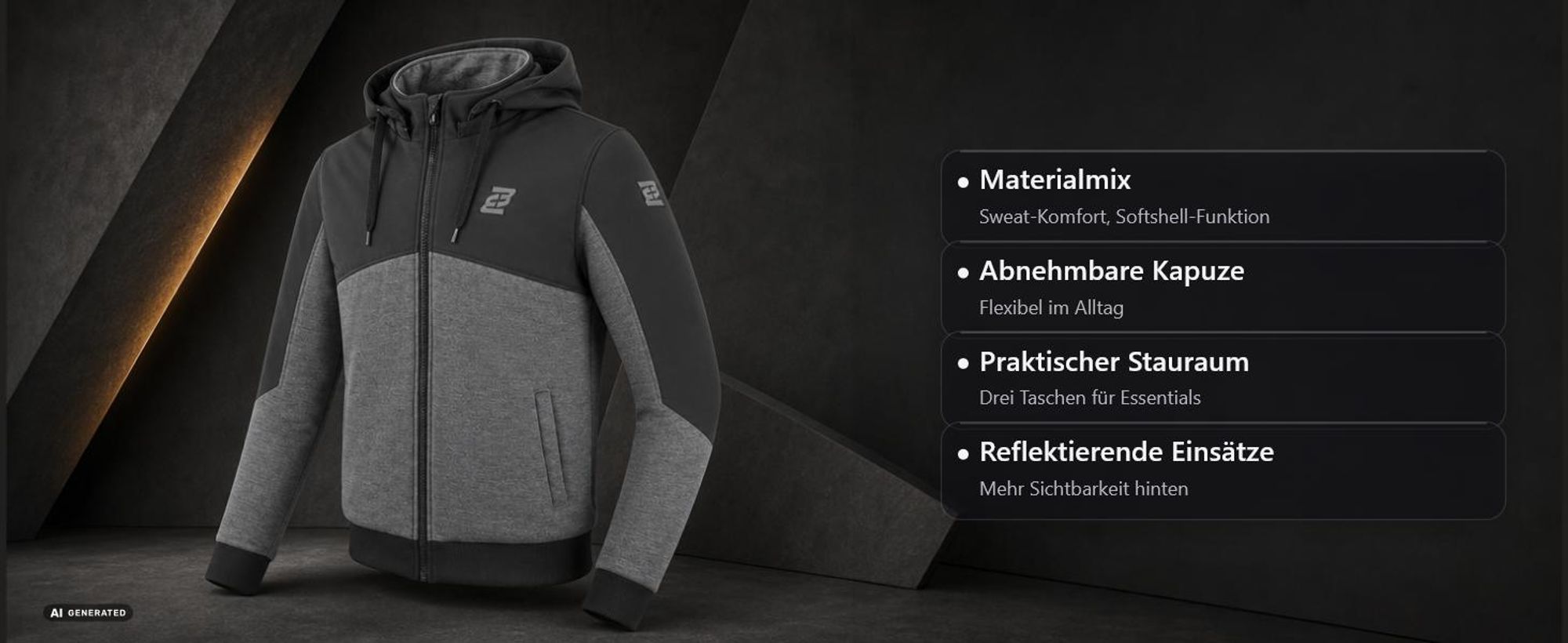 Bogotto Finish-R Motorrad Zip Hoodie, schwarz, L