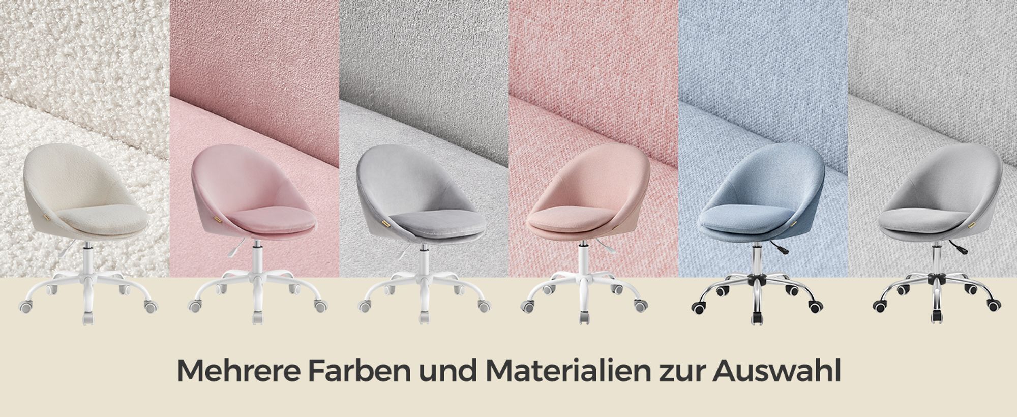 SONGMICS Homeoffice Stuhl, Drehstuhl, Schreibtischstuhl, aus Samt, taubengrau