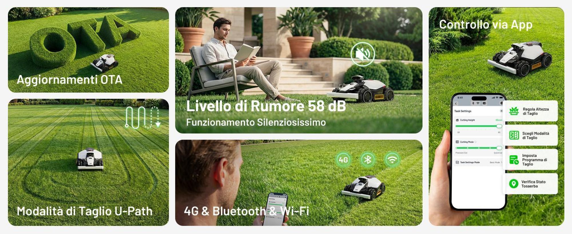 Mammotion LUBA Mini 2 AWD 1000 Robot tosaerba senza filo perimetrale fino a 1000m² Tripla telecamera AI + NetRTK Taglio dei bordi DropMow Pendenza 80%