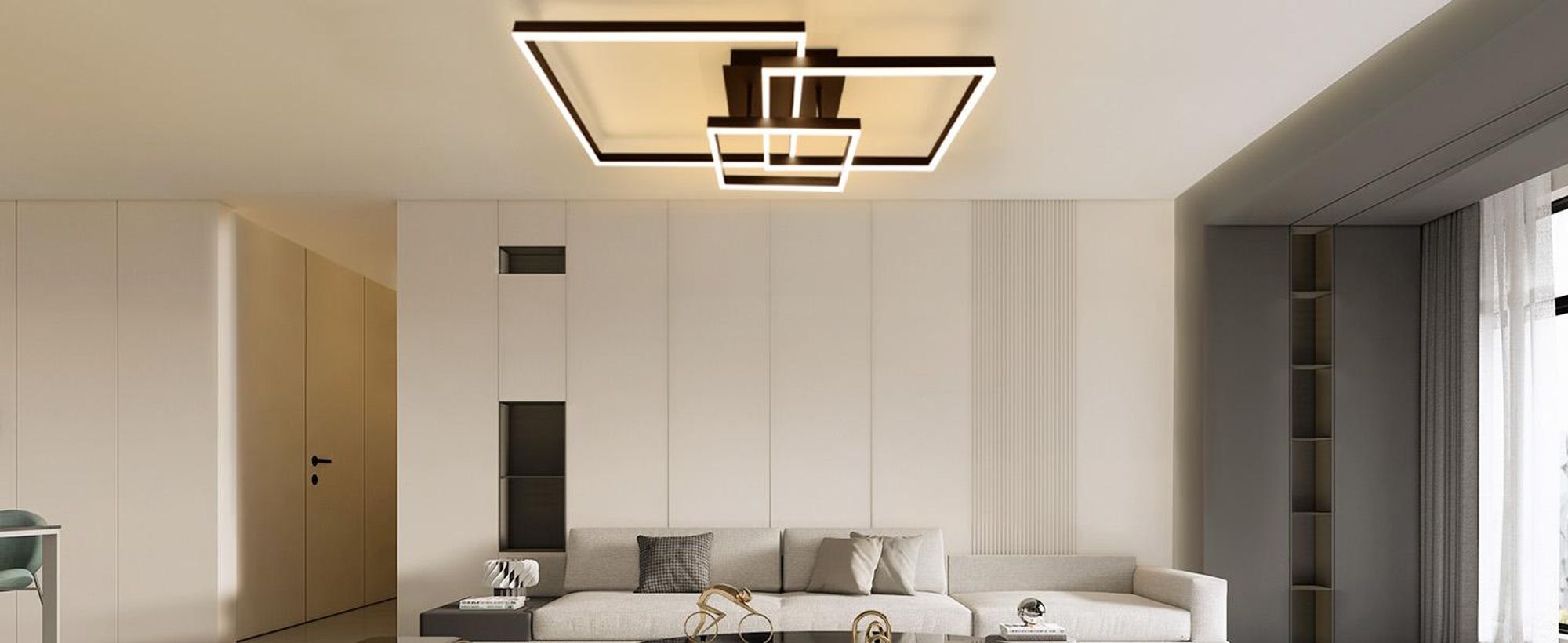 ZMH Lampa sufitowa LED Lampa sufitowa do salonu - ściemnialna czarna 61CM Lampa do salonu Nowoczesny design z pilotem Metalowe oświetlenie sufitowe