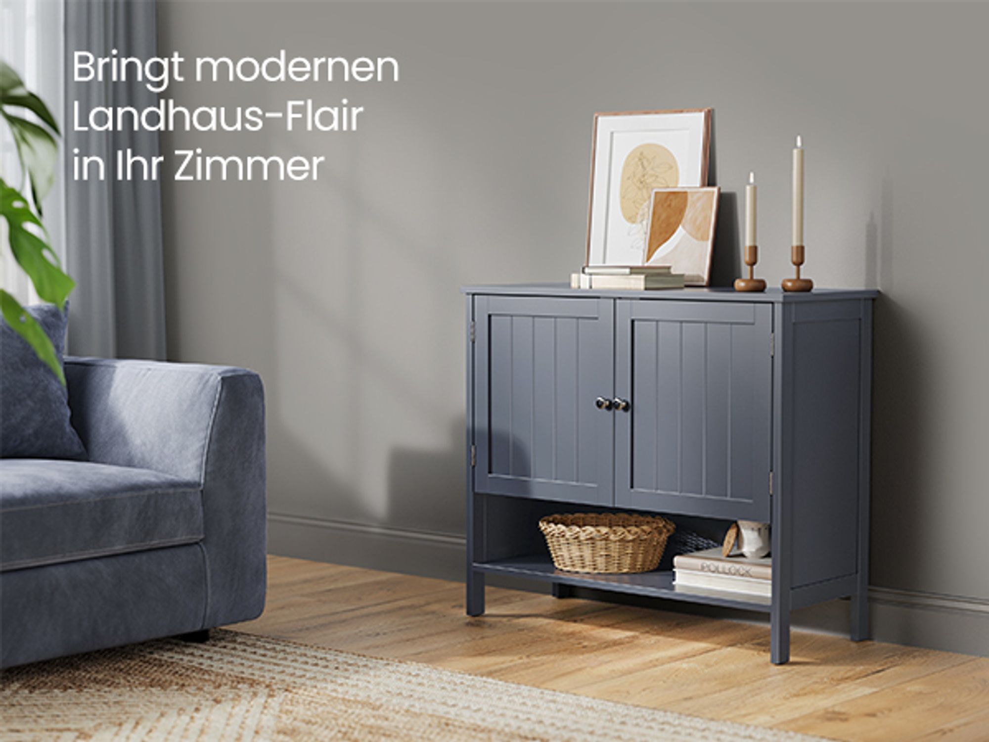 VASAGLE Schuhschrank moderner Landhausstil, mit höhenverstellbaren Ablagen, 35 x 80 x 70 cm