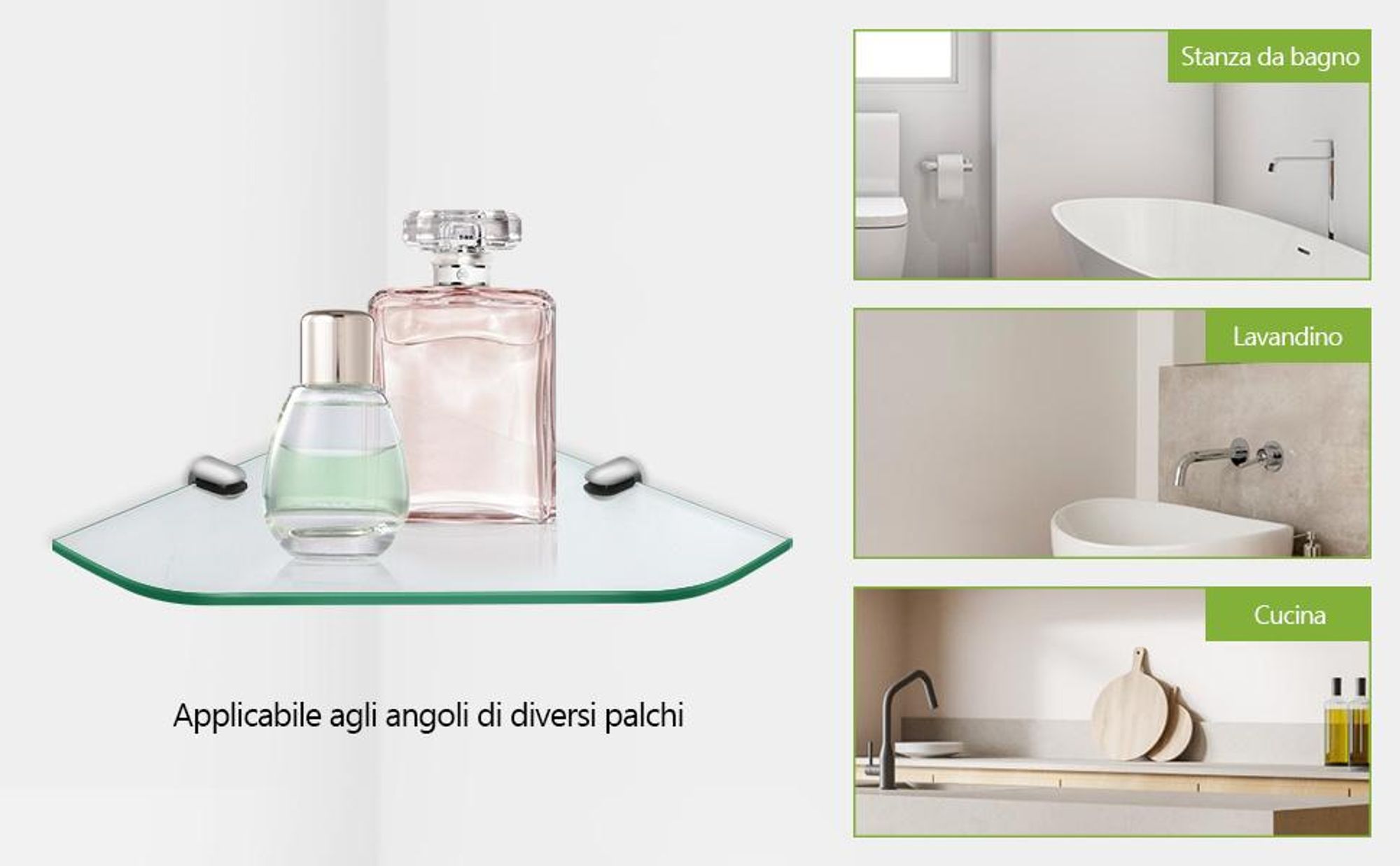 S'AFIELINA ripiano in vetro ripiano doccia ripiano angolare in vetro 6 mm temperato ripiano in vetro doccia ripiano in vetro per bagno ripiano doccia 230 x 230 mm, 1 pezzo