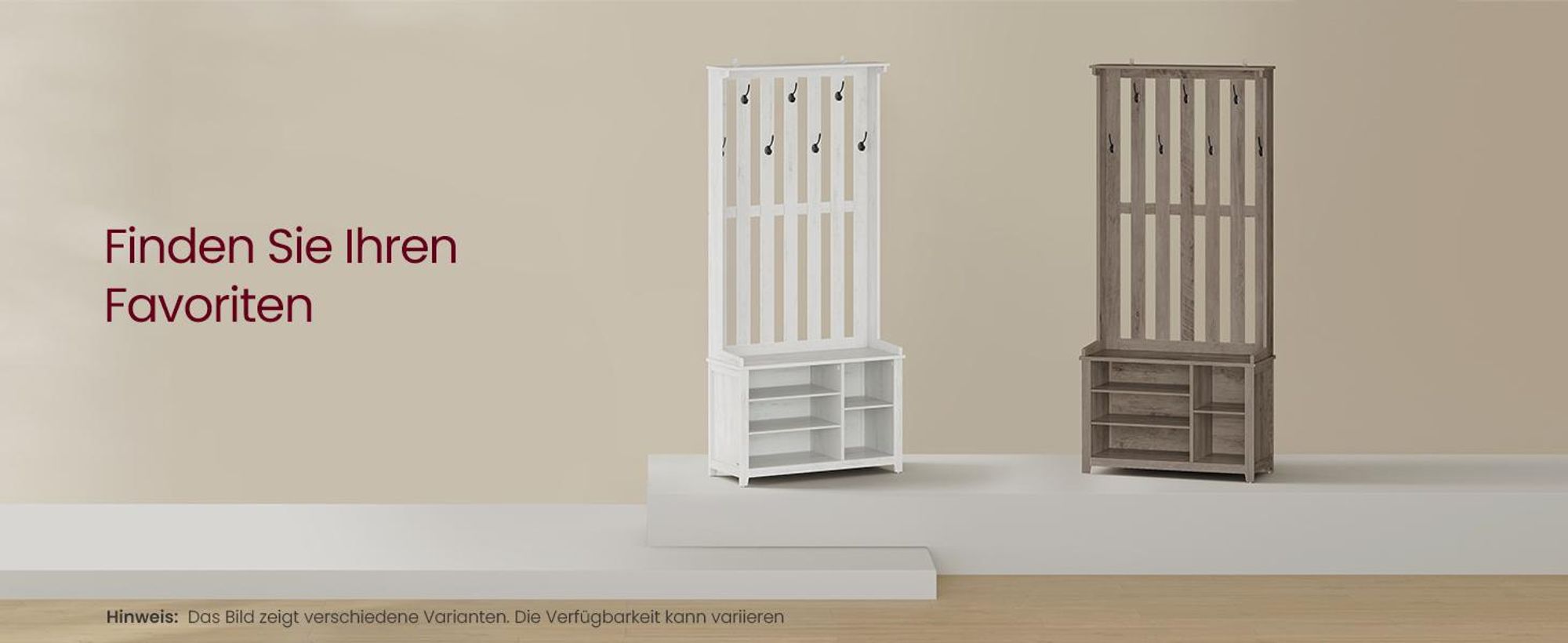 Garderobenständer, Kleiderständer, Schuhbank, Garderobe mit Ablage