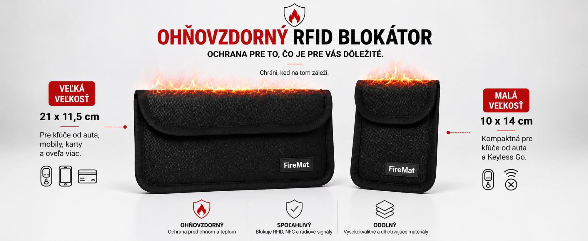 RFID ochranné puzdro na kreditné karty a autosľúč s blokovaním signálu.