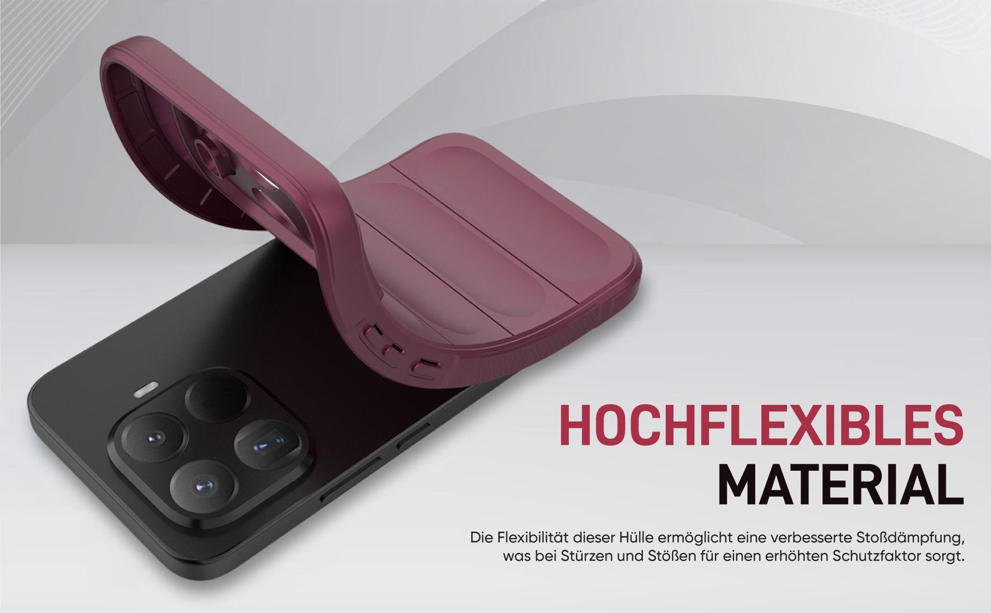Stoßfestes und flexbiles Handy Case mit Griffzonen in Schwarz für Xiaomi 15T Pro