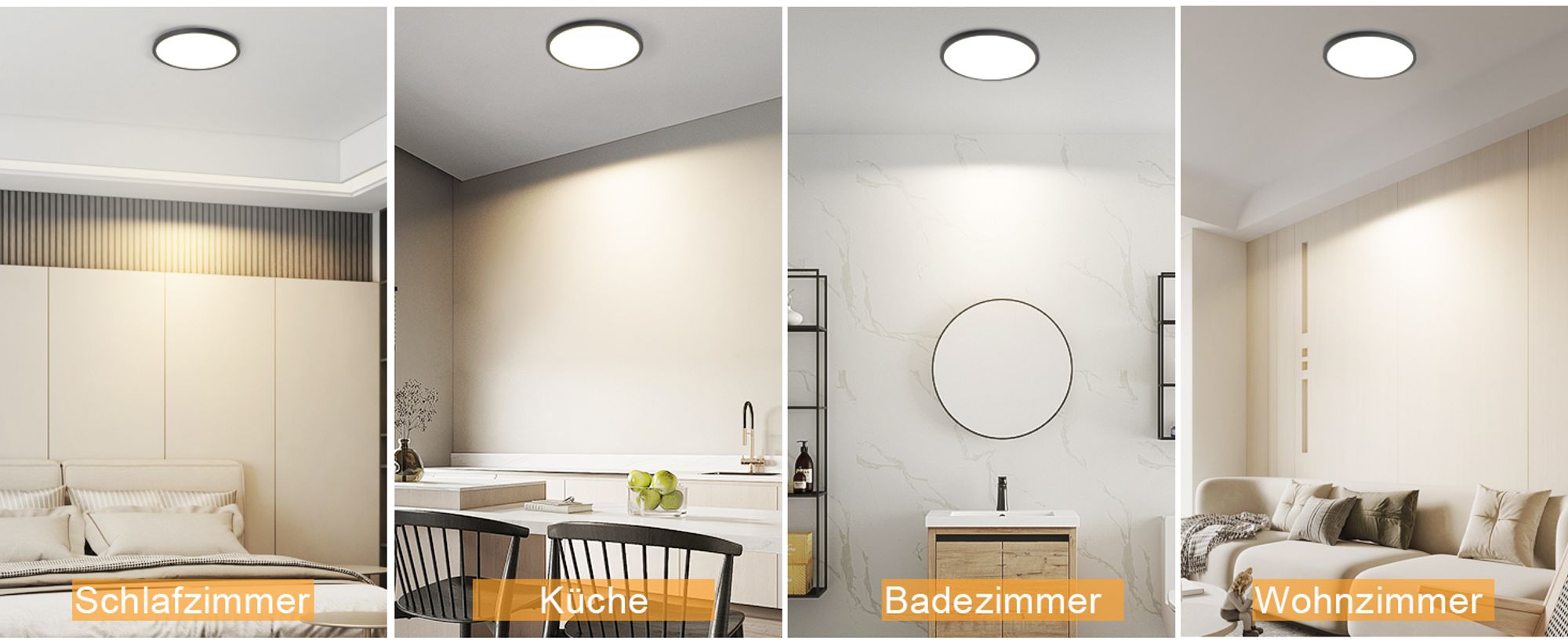 ZMH Deckenlampe LED Deckenleuchte Flach cct 15W Schlafzimmerlampe 18CM Schwarz Badezimmerlampe Küchenlampe Flurlampe 3000K-6500K für Küche Flur