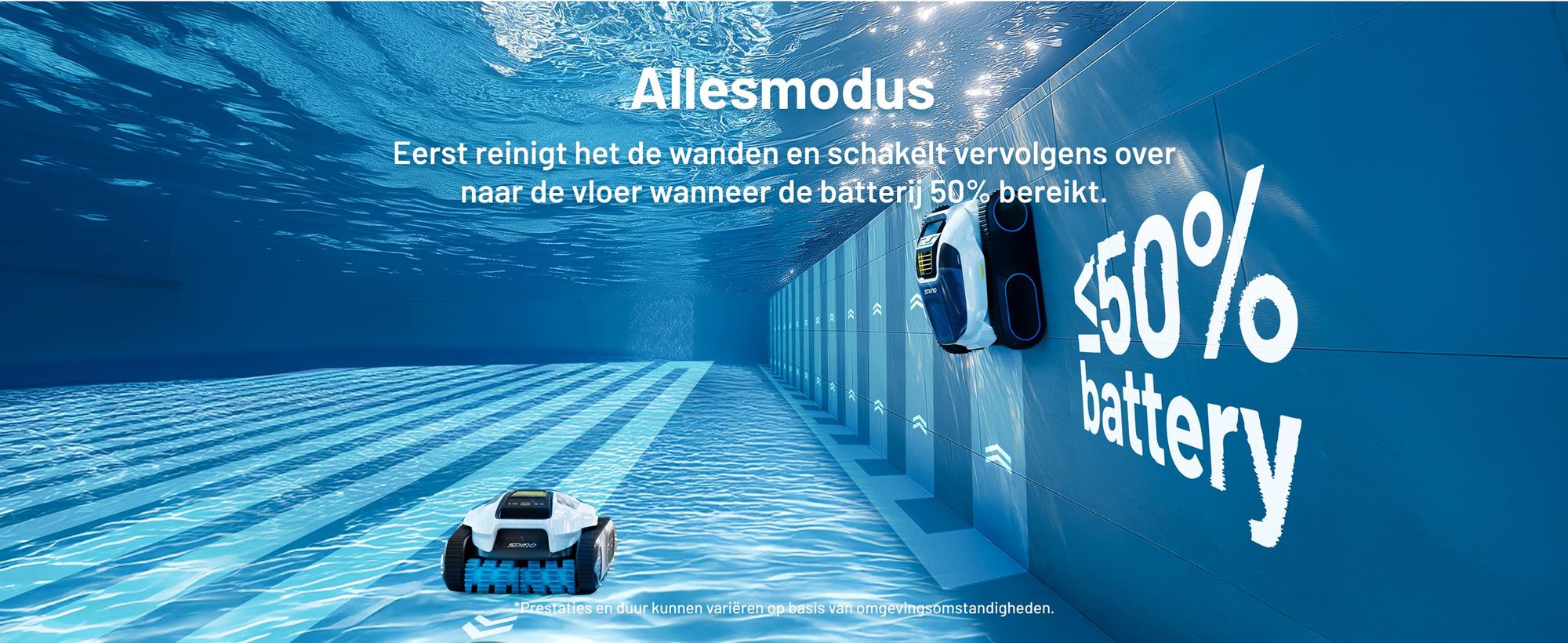 Mammotion zwembadrobot Spino E1 draadloze zwembadstofzuiger voor zwembaden tot 150 m², 6 Ah, 210 min looptijd, app, voor vloer, muur, waterleidingen