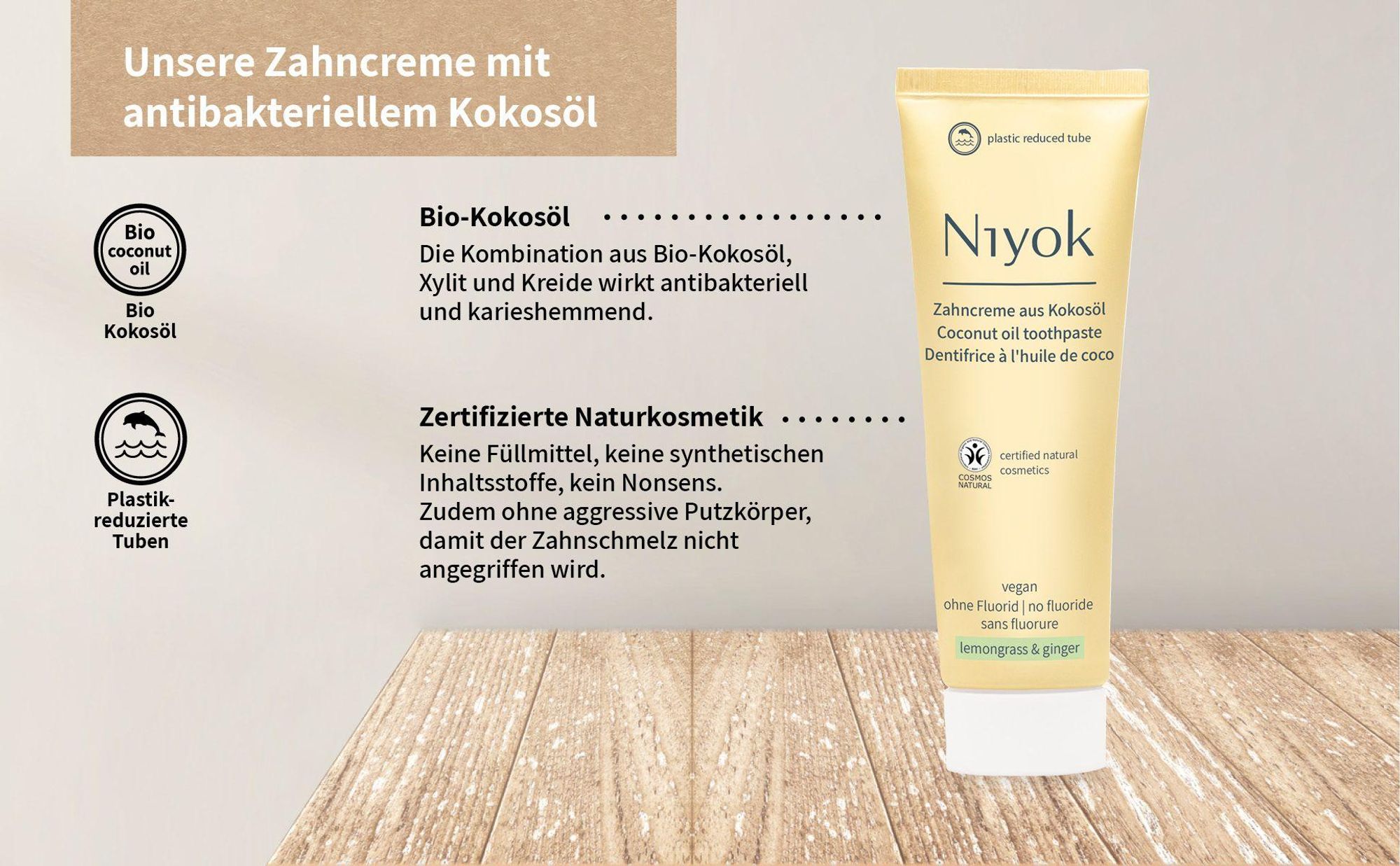 Niyok - Zahnpasta - Kokosnussöl - Pfefferminze & Zitrone - 75 ML