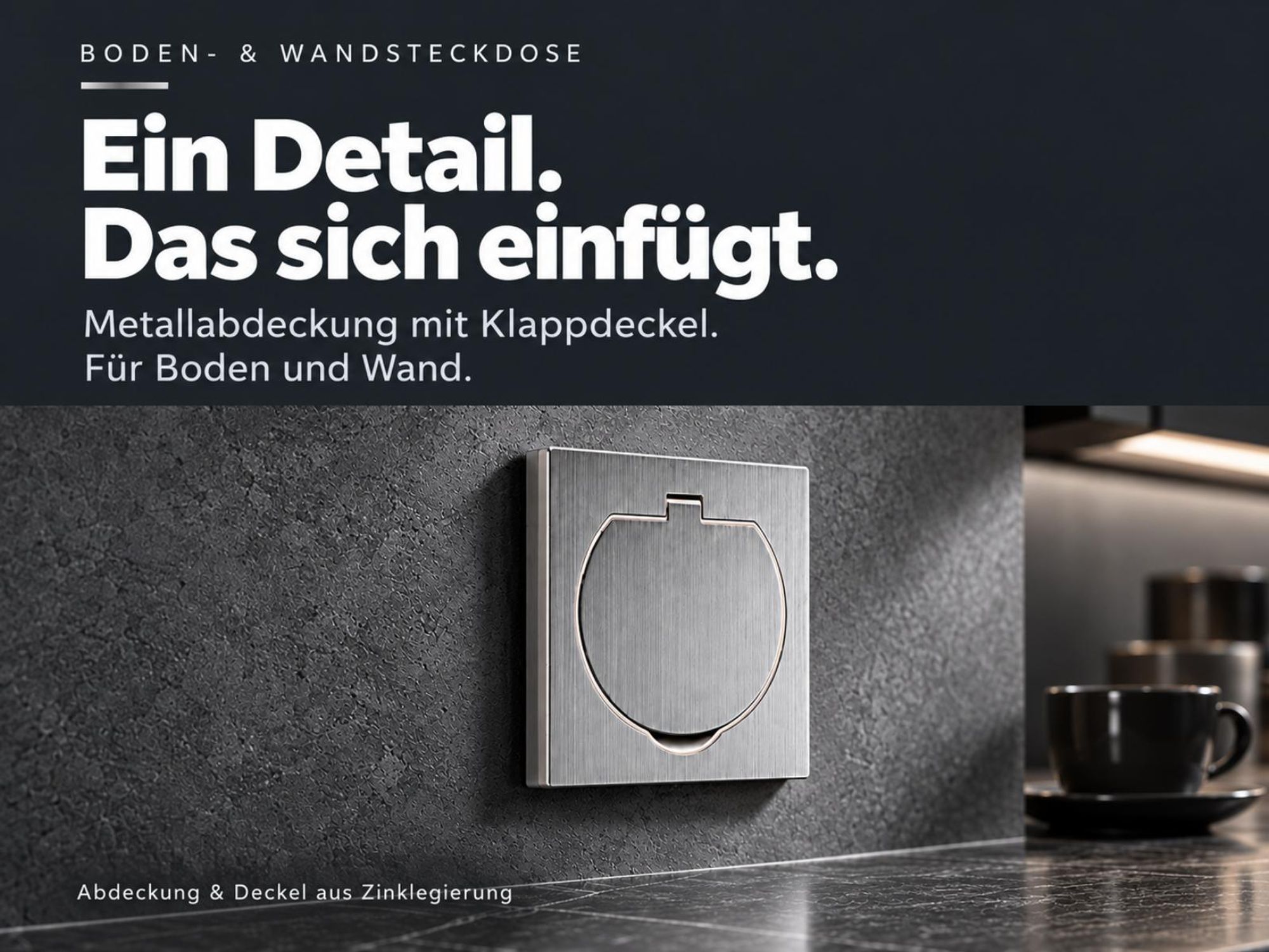 Metall Einbausteckdose I Bodensteckdose IP44 I silber