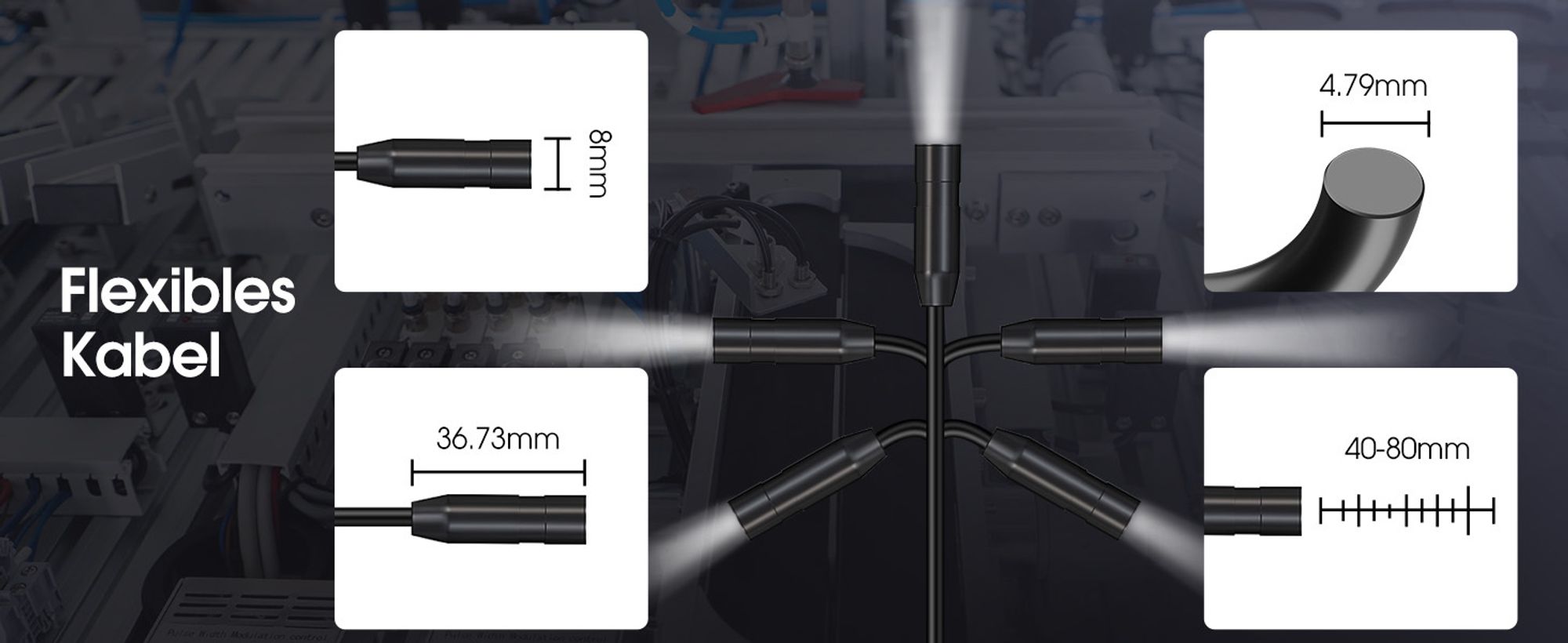 Svbony SM501 Endoskopkamera mit Licht, 1920P HD, 5m Langes Halbstarres Kabel, IP67 Wasserdichtes, 32GB TF Karte 4.3" IPS Bildschirm, 8 LED Leuchten