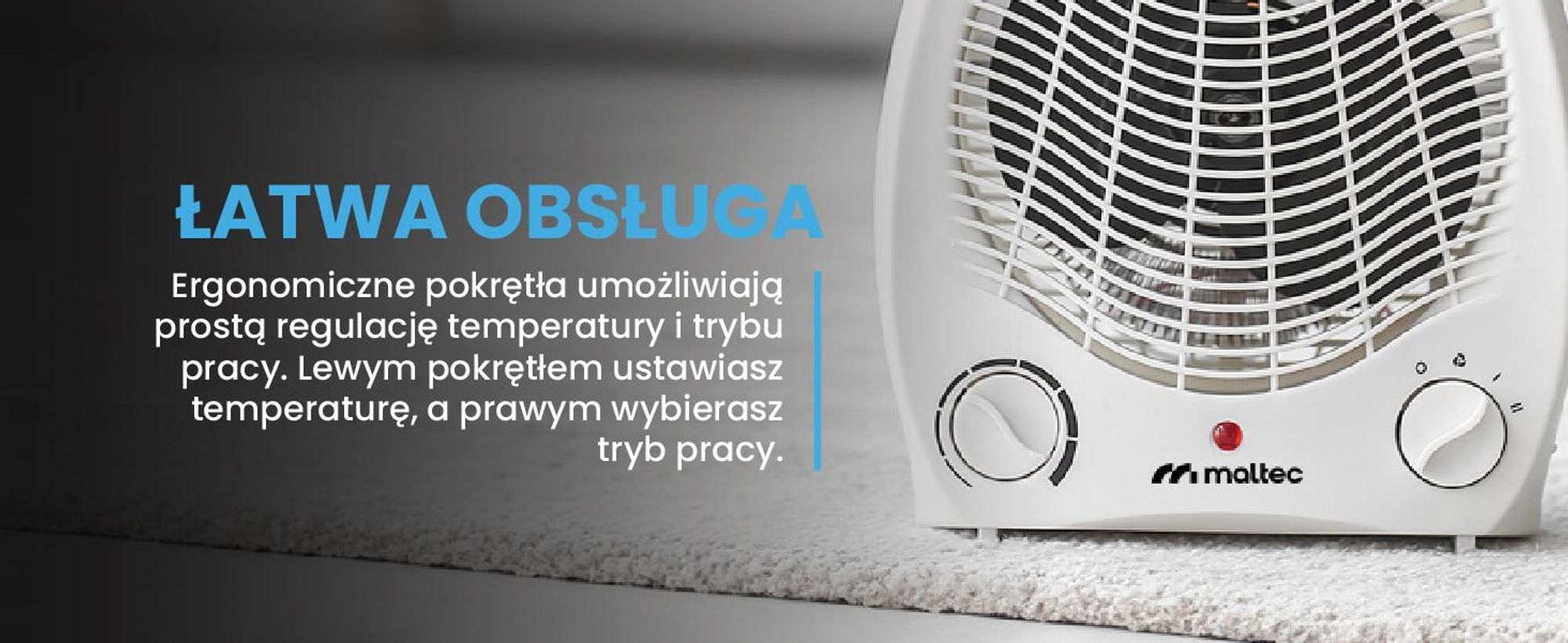Biała prosta farelka grzejnik z termowentylatorem