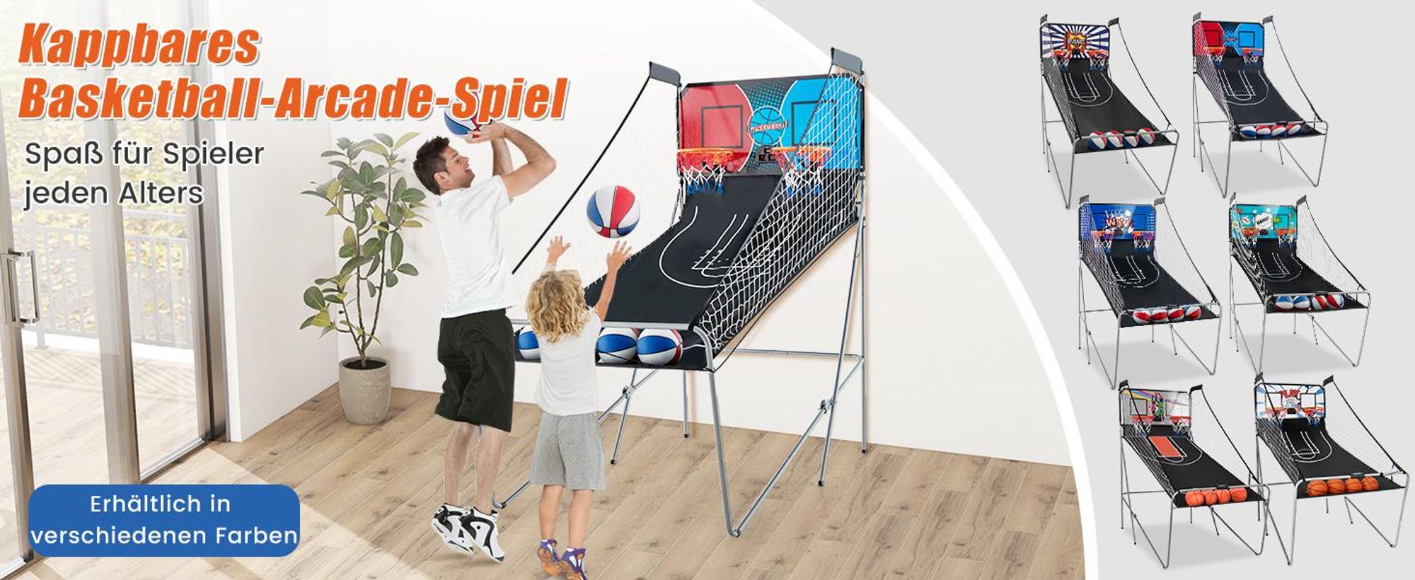 COSTWAY Basketballkorb Basketball Automat inkl. 4 Bällen klappbar Basketballständer Basketballspiel Schießmaschine