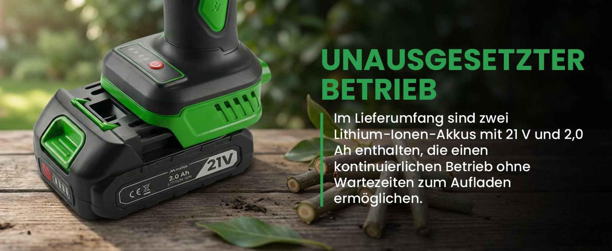 Elektrische Gartenschere Astschere mit 2xAkku 2Ah