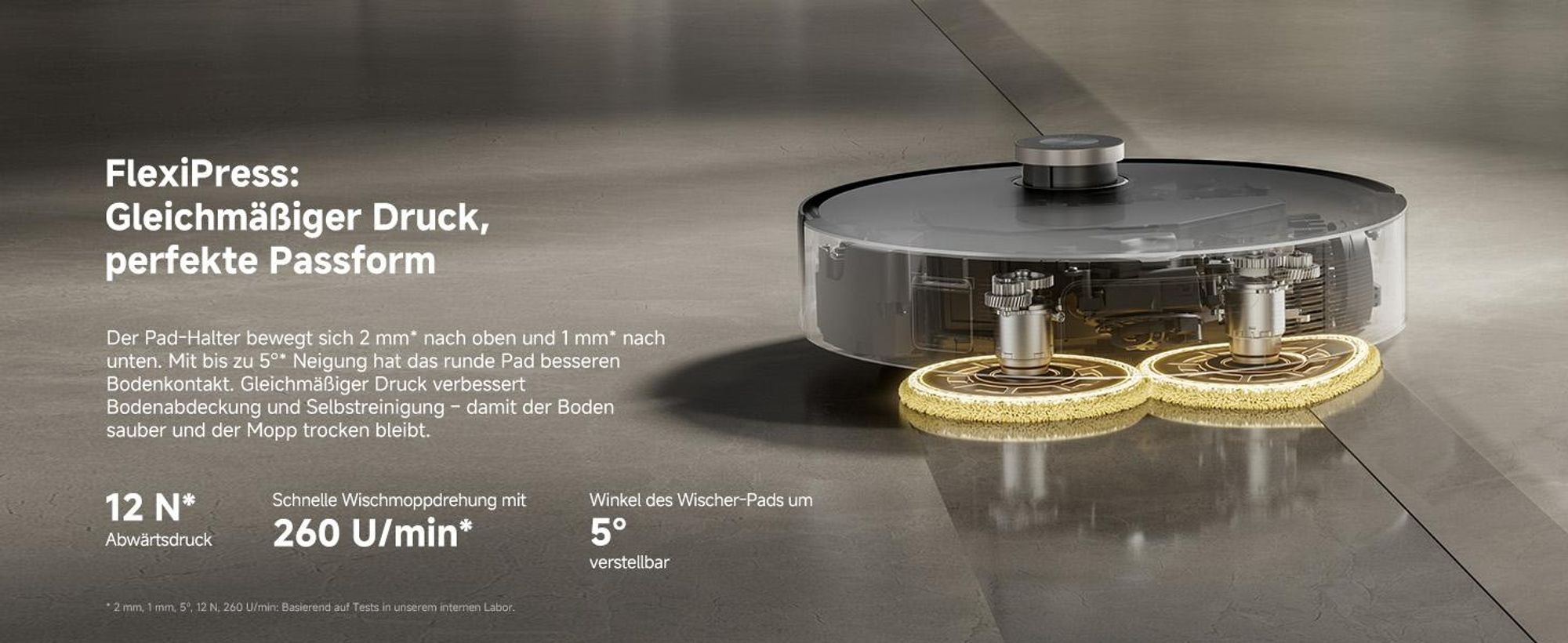 MOVA MOBIUS 60 Saugroboter – MopSwap™, 30.000 Pa, dynamisches Saugrückhaltesystem, 8 cm Hindernis, flexible Navigation, 100 °C PTC für Waschbretter