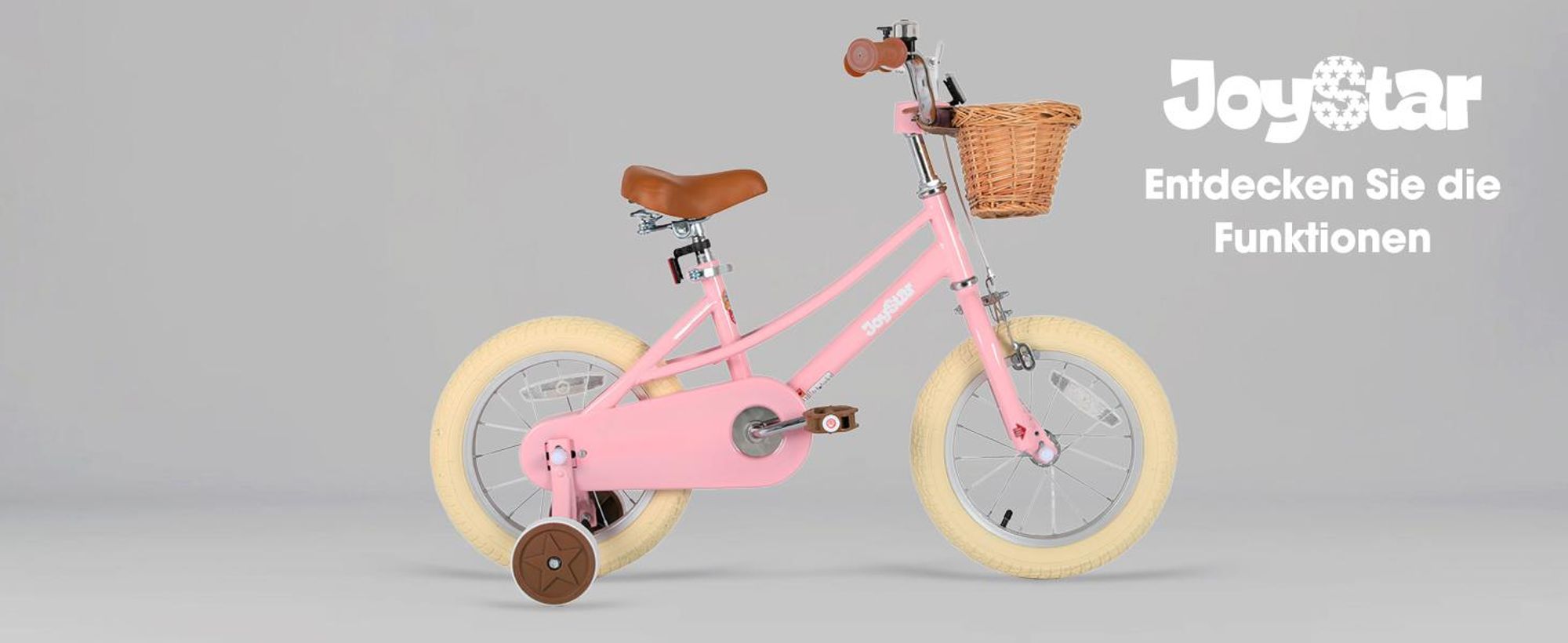 JOYSTAR 12/14/16/18/20 Mädchenfahrrad für 2-13 Jahre alte Kinder, 12" 14" 16" Kinderfahrrad mit Stützrädern & Korb, 20 Zoll mit Ständer, Rosa