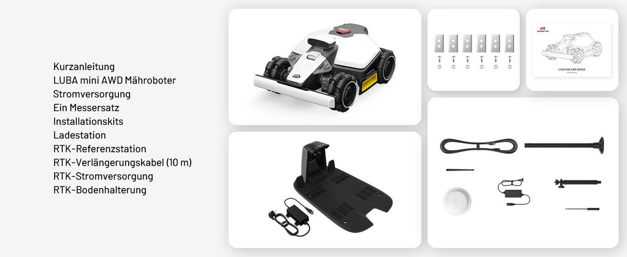 Mähroboter Mammotion LUBA mini AWD 1500 ohne Begrenzungskabel NetRTK+Vision Auto-Kartierung Empf. 1500m² Max. 1800m² 80% Steigung mit 4G-Modul APP