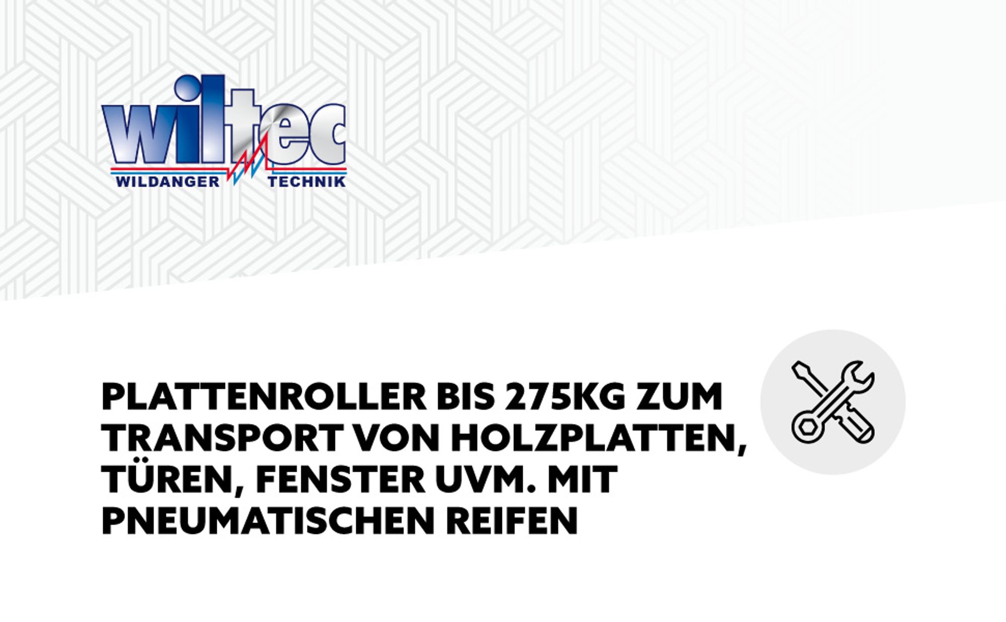 Wiltec Plattenroller bis 275 kg 265 mm Klemmbreite 170 mm Klemmhöhe, Plattenwagen zum Transport von Holzplatten, Türen, Fenster u.v.m. mit pneumatischen Reifen