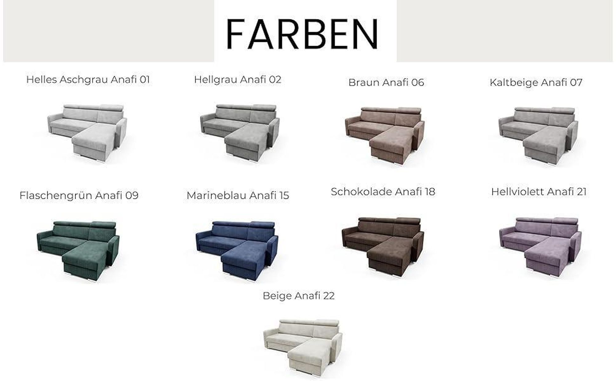 LIKMA Marineblau Ecksofa Mako 213x165 cm mit Schlaffunktion (190x125 cm) Eckcouch mit Bettkasten und Verstellbare Kopfstützen Wohnlandschaft