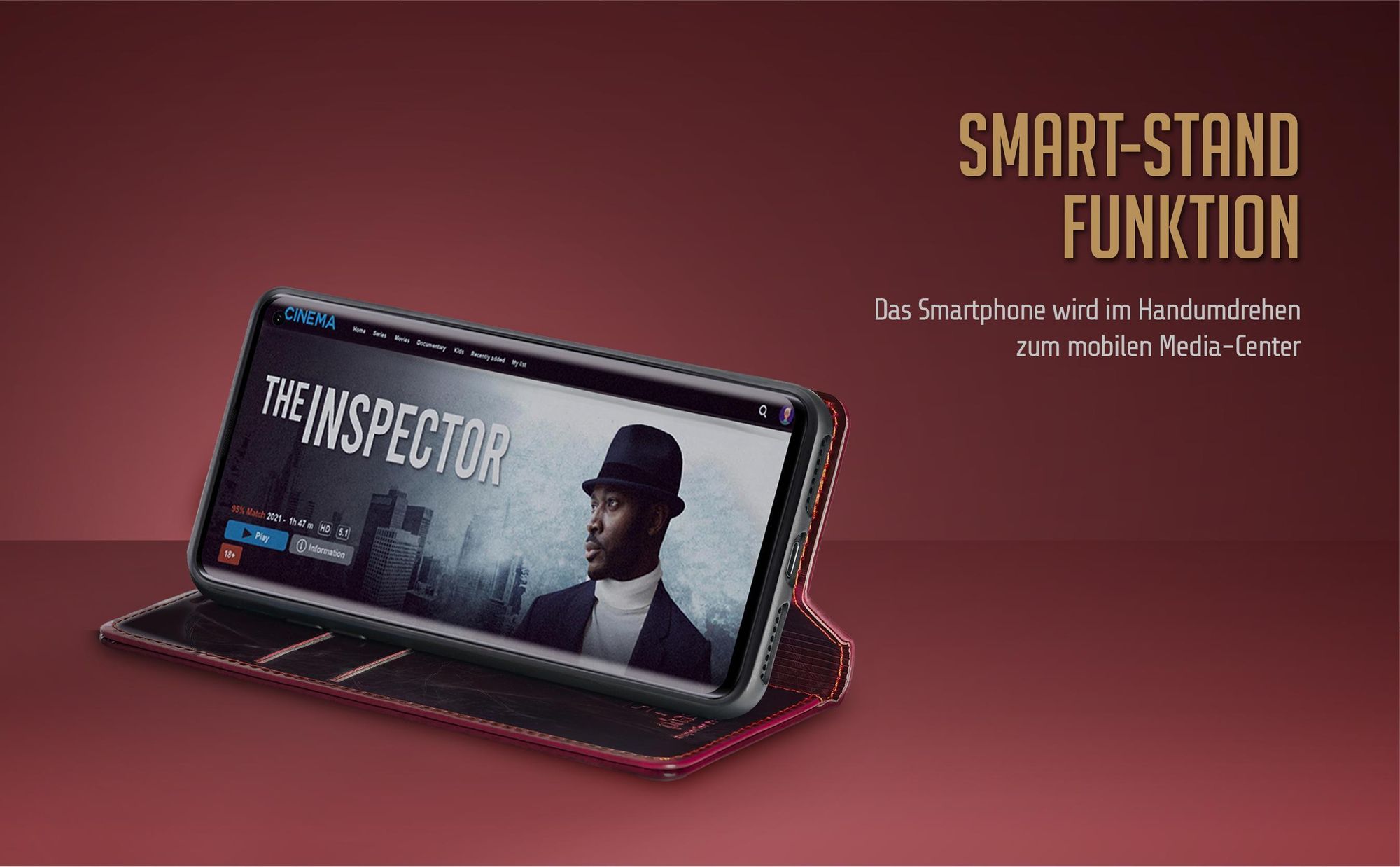 Weinrotes Wallet Case für Samsung Galaxy S10 mit Standfunktion