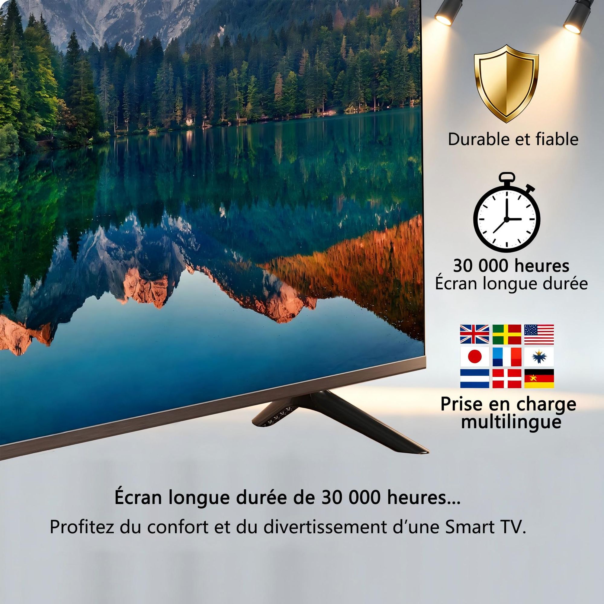 Hikers 32FZ-B Téléviseur Smart TV - Écran 32 pouces Résolution Smart HD 1366*768 Soutien Android Qualité sonore Dolby Atmos - Noir