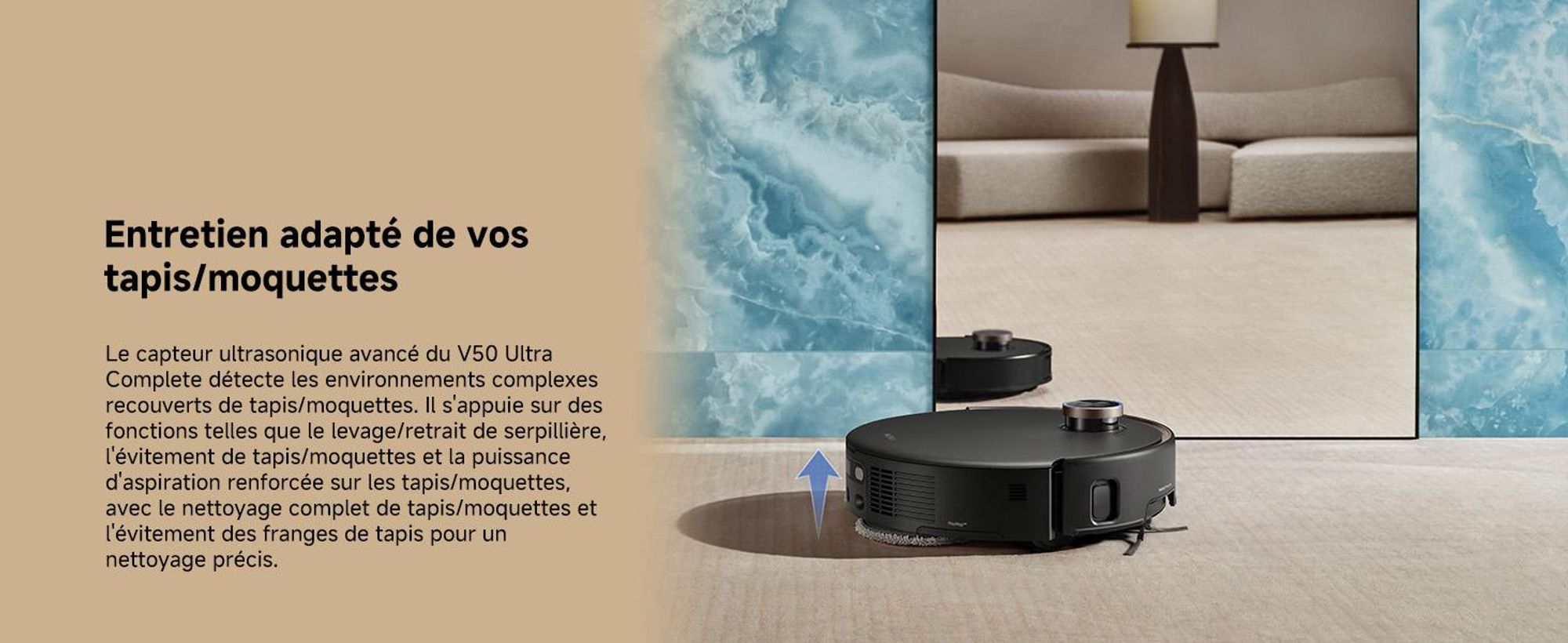 MOVA V50 Ultra Complete Robot Aspirateur Laveur, Vidage Automatique, 24 000 Pa, Lavage Thermique DuoSolution, Navigation FlexiRise, StepMaster, Noir
