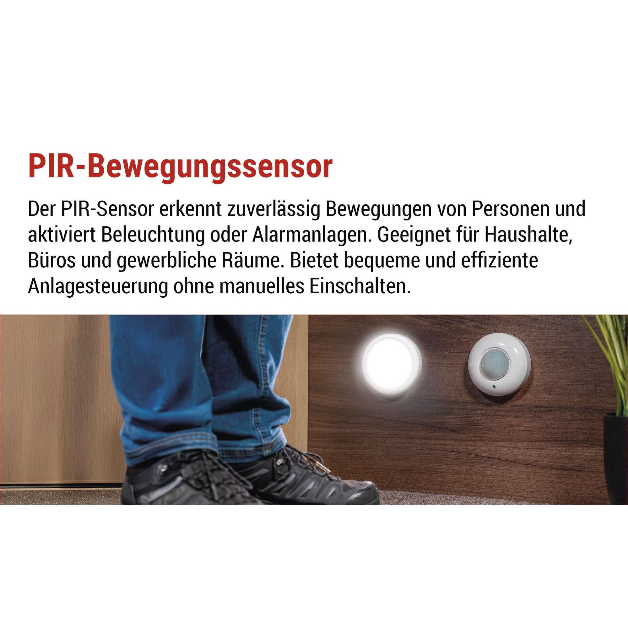 EMOS Infrarot-Bewegungsmelder Aufputz für Innen, Reichweite 3m, Erfassungsbereich 6m/360°, einstellbare Leuchtdauer und Empfindlichkeit, Weiß, GS11111