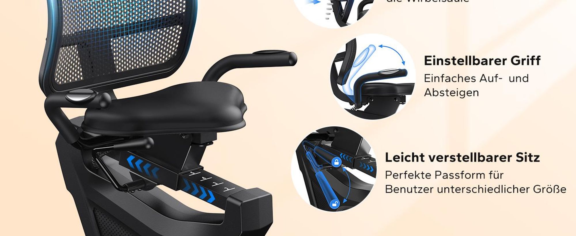 Liege-Heimtrainer für Zuhause, gelenkschonendes Fitnessbike bis 135 kg, Dual-Belt-Antrieb, ergonomischer Sitz mit Rückenlehne