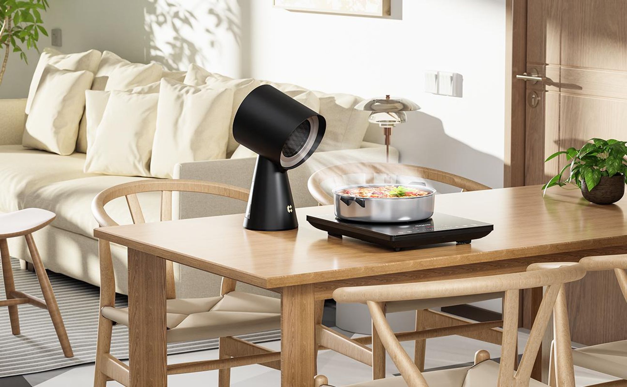 CIARRA Mobiele Draagbare Mini Afzuigkap - 120 m³/u Tafel Afzuigkap Recirculatie zwart VMPHB01