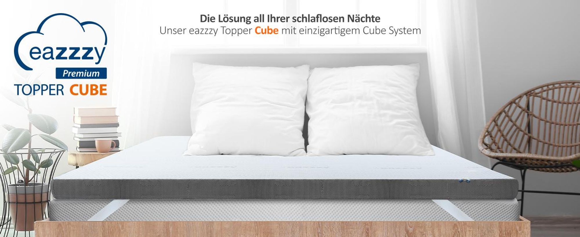Genius Eazzzy Premium Cube Wendetopper Topper 200x200x9cm H4/H5 Matratzenauflage für Matratze