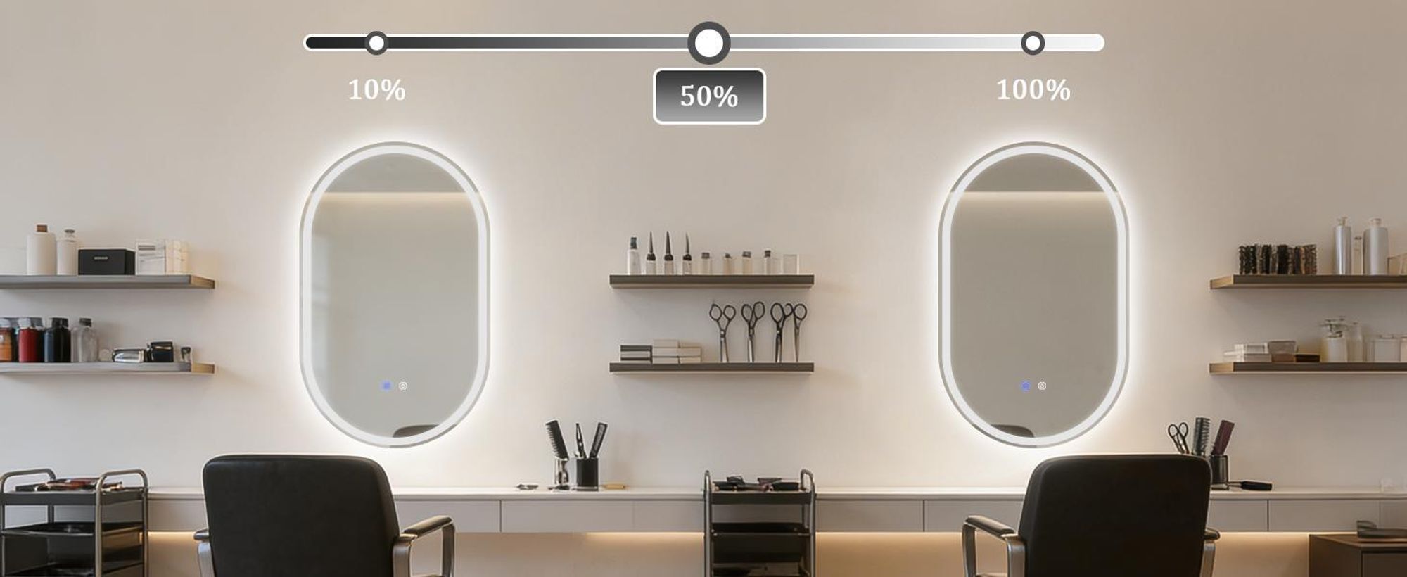 ZMH Spiegellampe LED Badspiegel lampe 50x80cm Spiegellampe Badezimmer Touch Schalter 3000K-6500K Badezimmerspiegel Lichtspiegel Dimmbar Oval