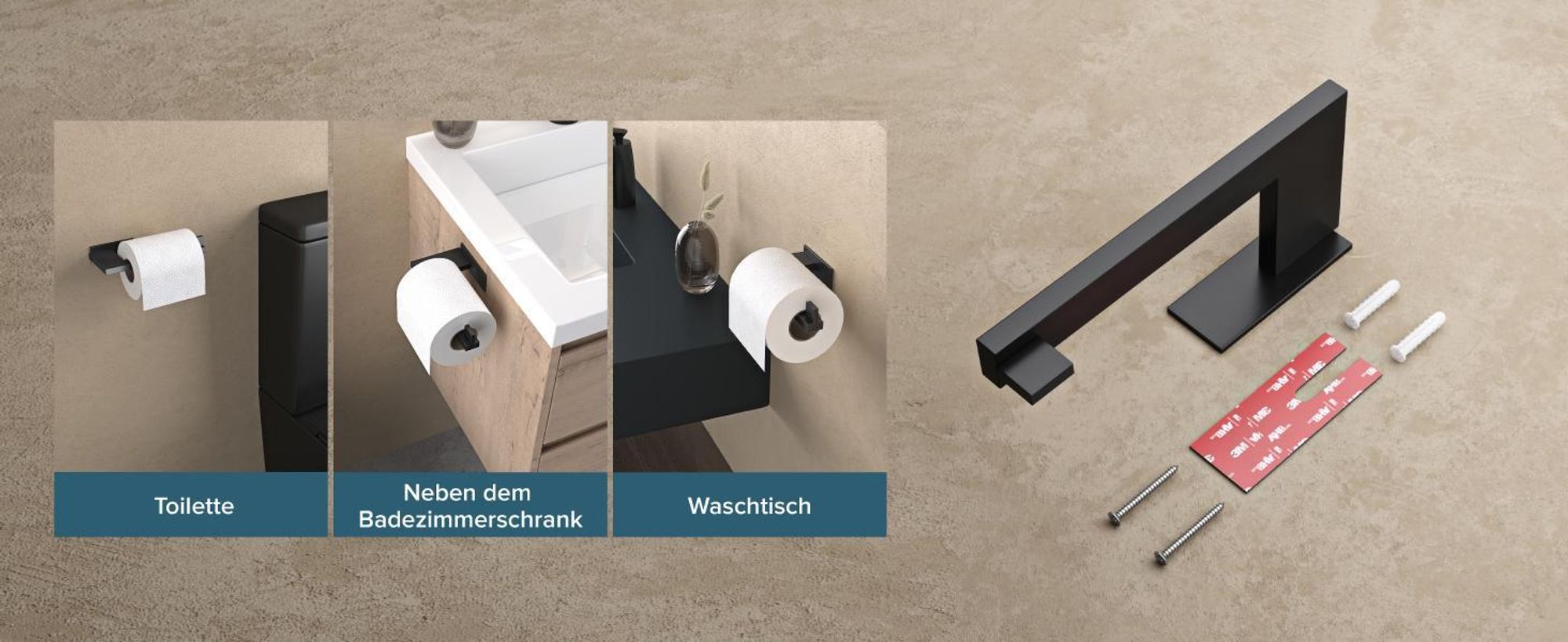 doporro Toilettenpapierhalter selbstklebend, Klopapierhalter aus Edelstahl ohne Bohren, Klorollenhalter für Badezimmer, Matt Weiß Lino-03