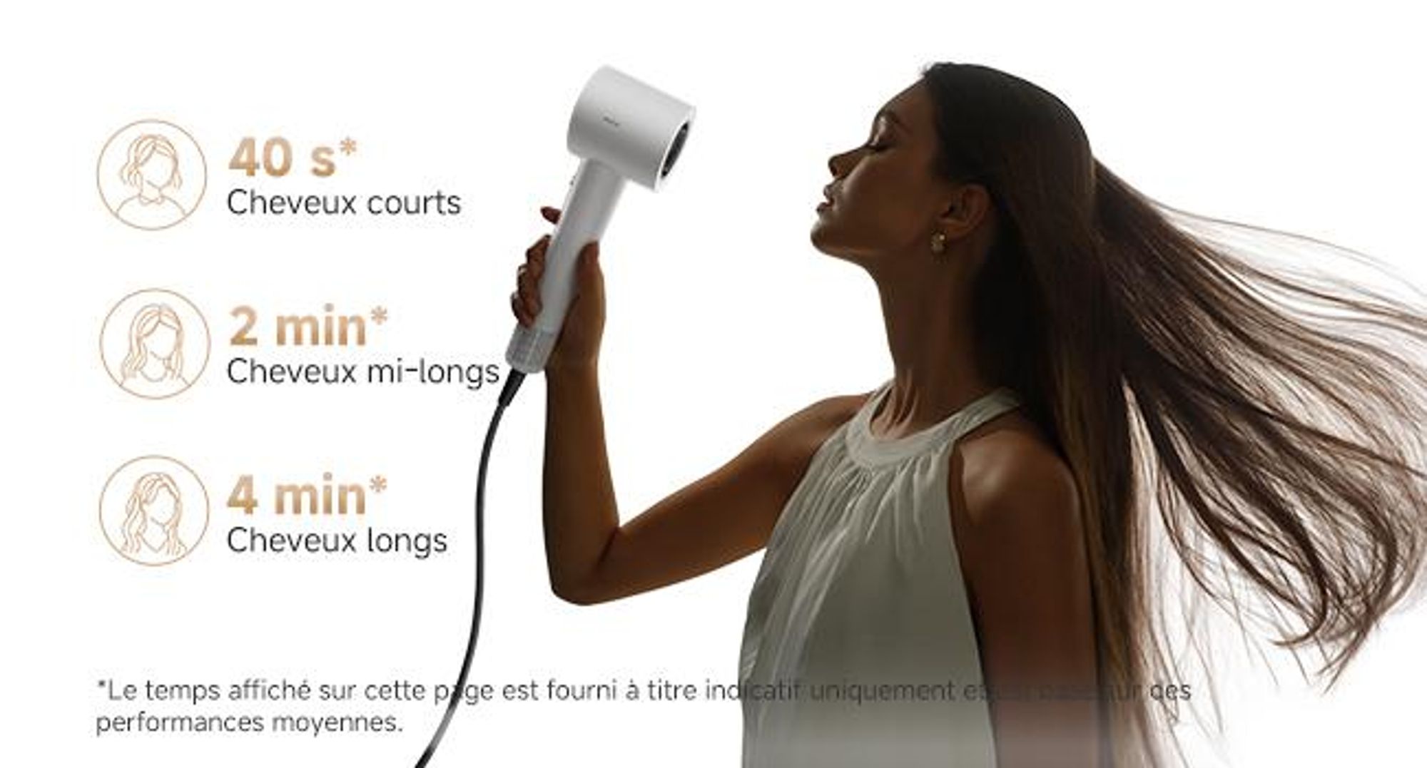 MOVA Turbo Sèche-cheveux Ion 110.000 rpm, 4 temp. & 2 niveaux d'air, 200 millions d'ions, 330g, 8 modes, idéal pour la maison & les voyages
