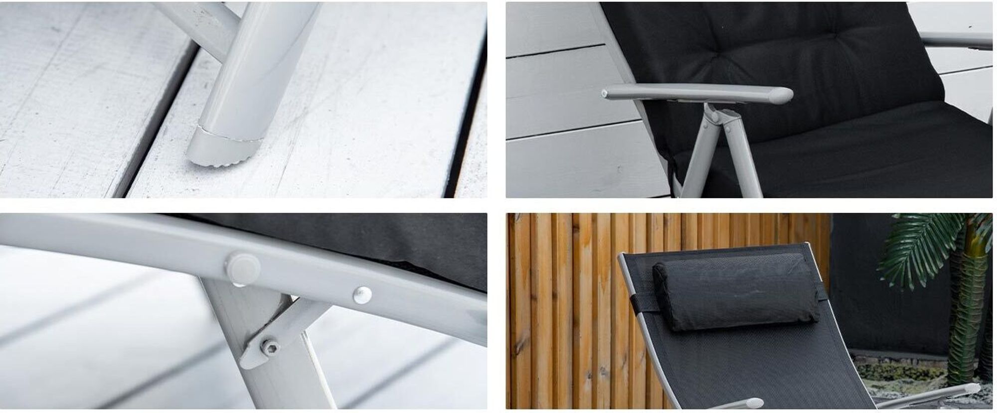 Outsunny Sonnenliege Strandliege Gartenliege Klappbar Verstellbar Metall Schwarz