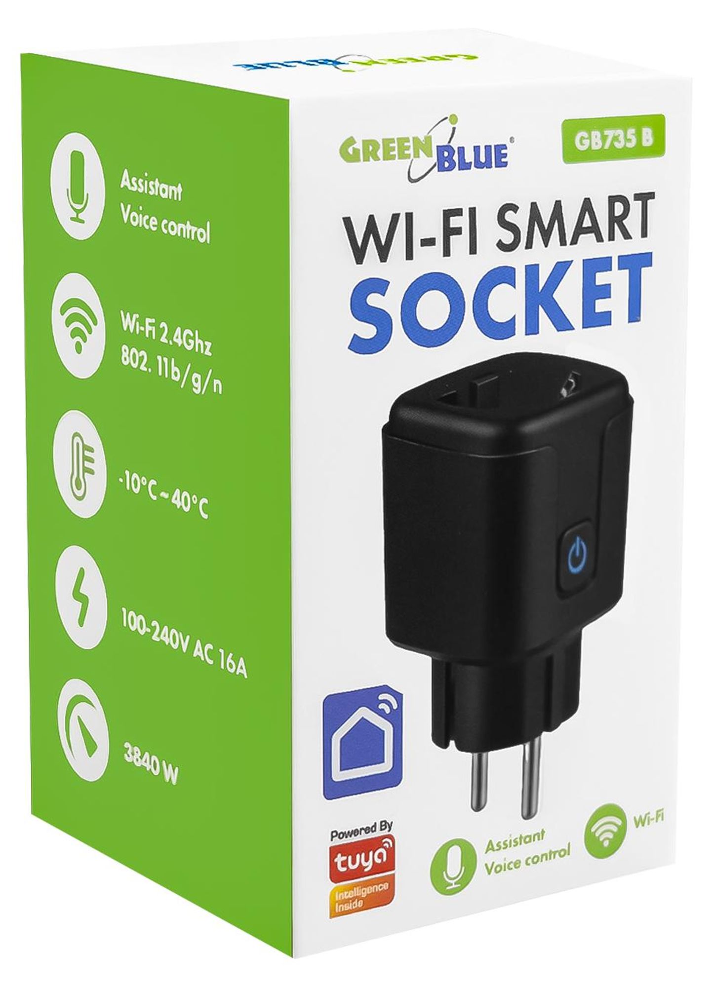 Ferngesteuerte WLAN-Steckdose von GreenBlue Android/iOS/Alexa/Google Home Timer Leistungsmesser max. 16 A/3840 W GB735 B 3 Stück